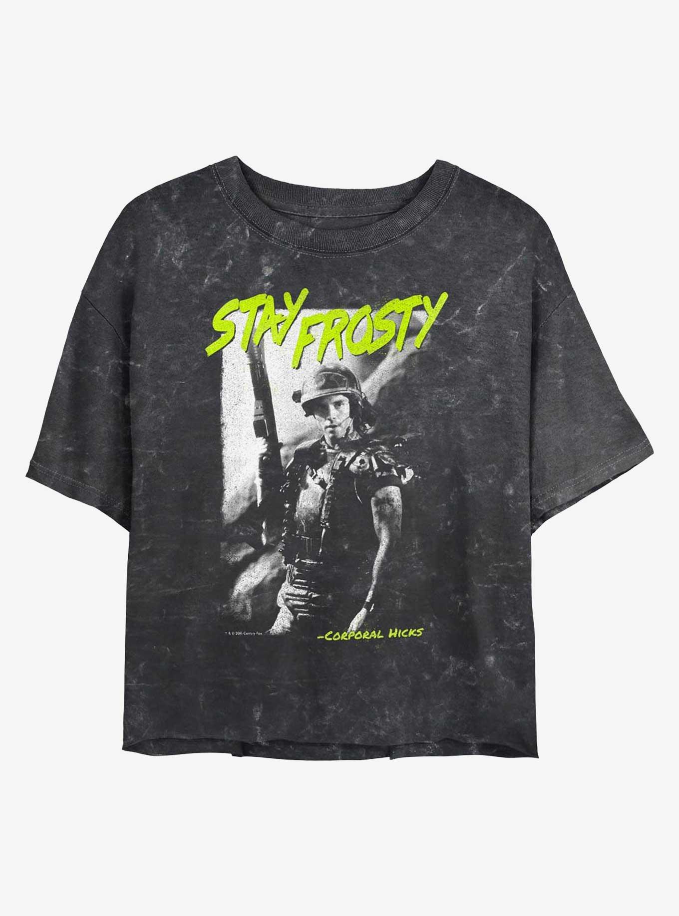 Alien Stay Frosty Womens Mineral Wash Crop T-Shirt, , hi-res