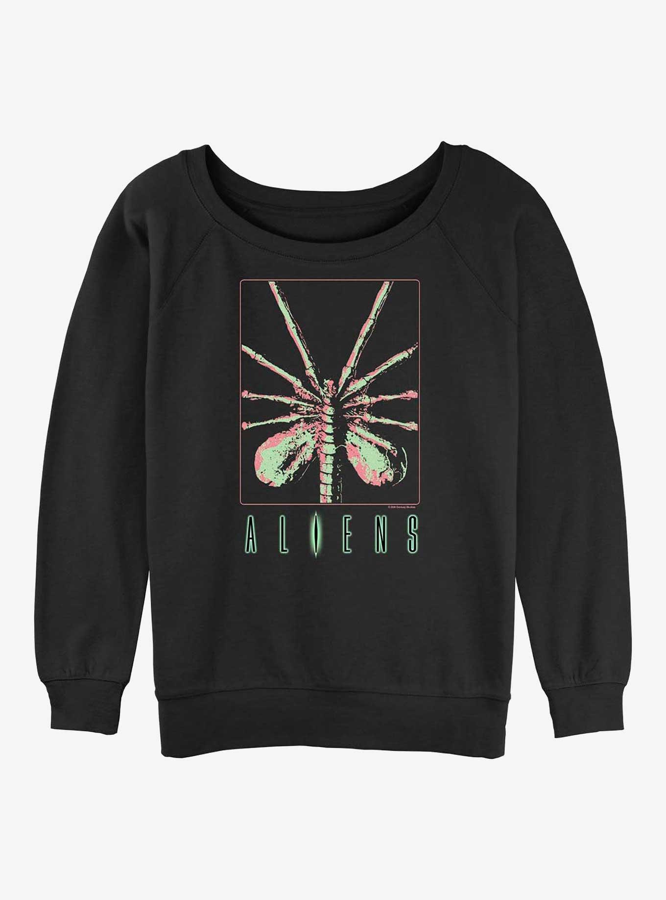 Alien Facehugger Poster Womens Slouchy Sweatshirt, BLACK, hi-res