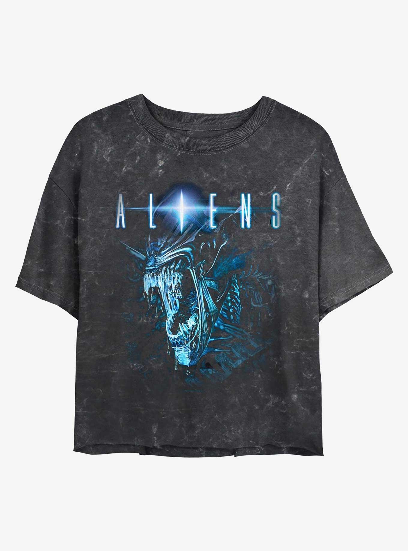 Alien Queen Alien Womens Mineral Wash Crop T-Shirt, , hi-res