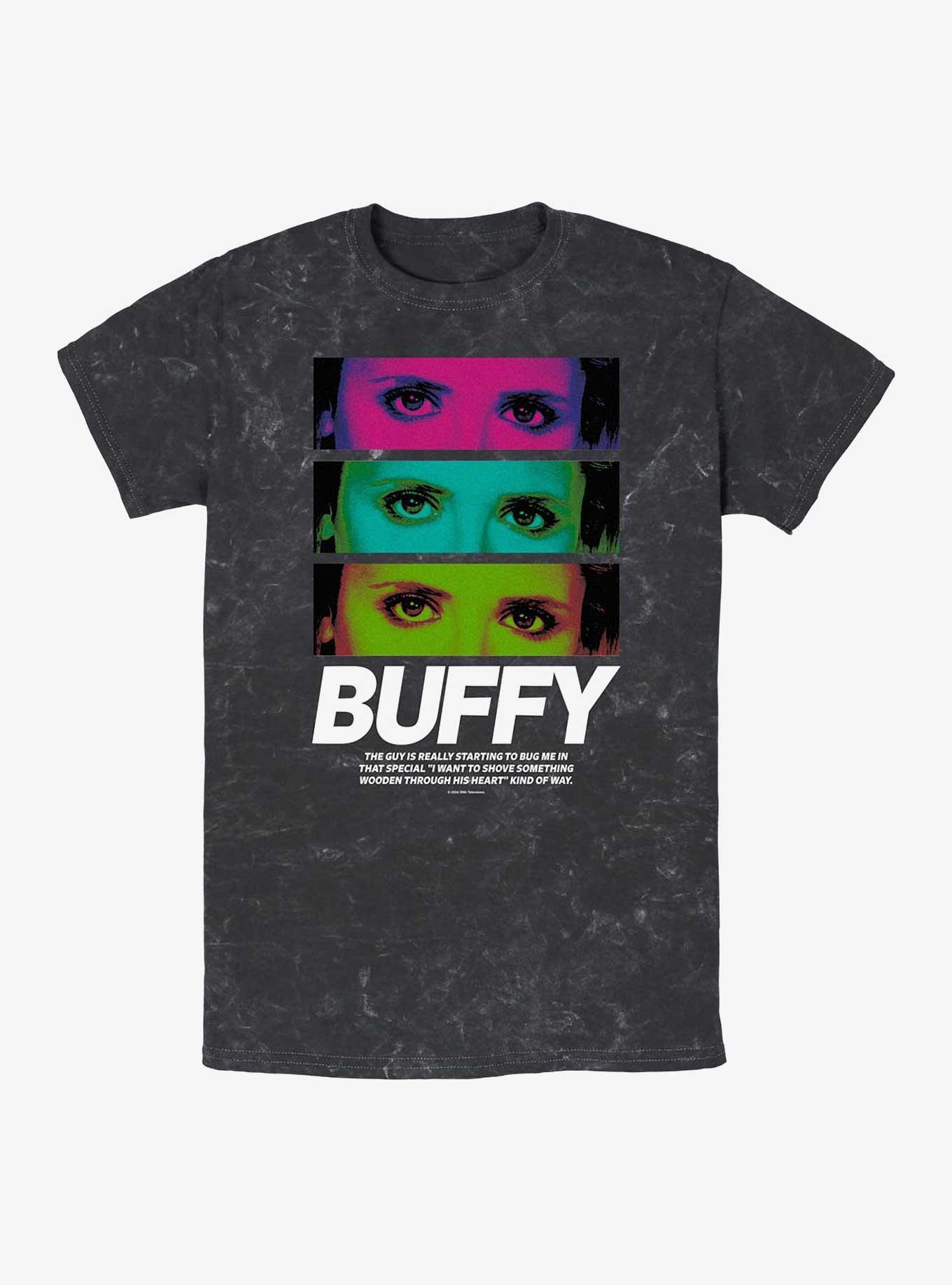 Buffy the Vampire Slayer Shove It Through His Heart Mineral Wash T-Shirt, BLACK, hi-res