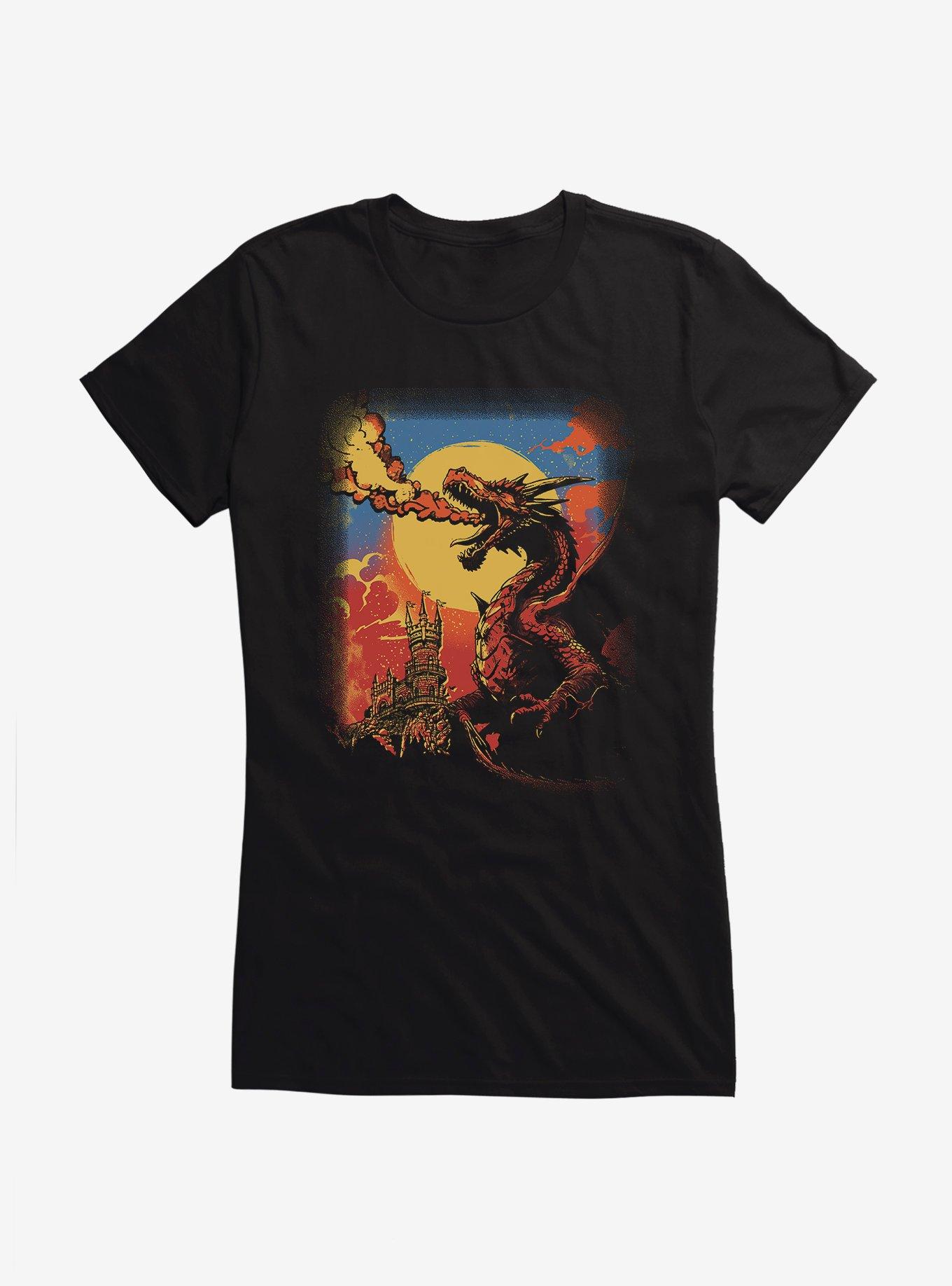 Fire Breathing Dragon Girls T-Shirt, BLACK, hi-res