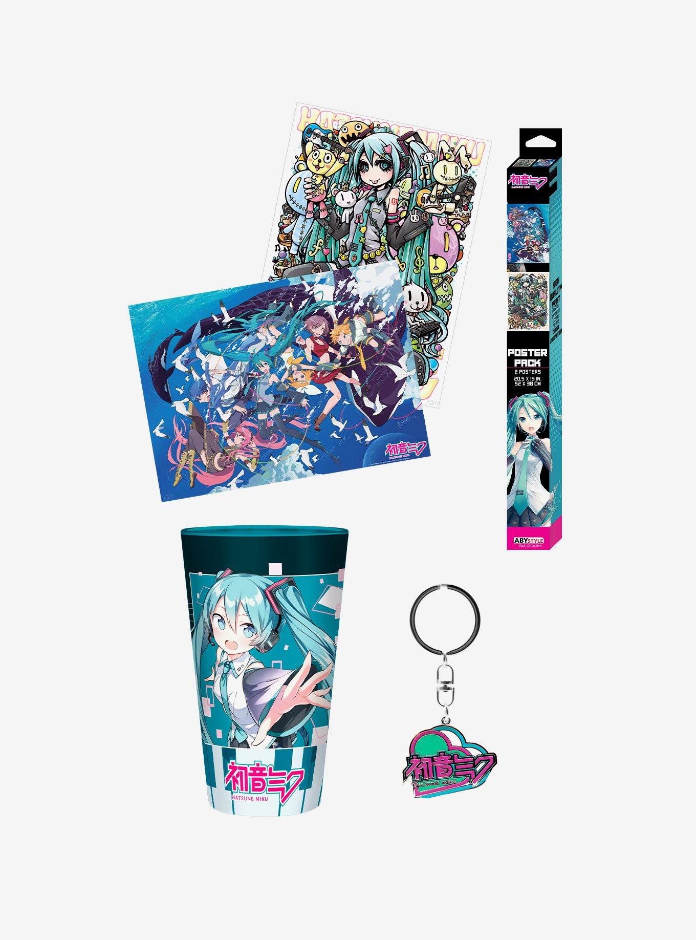 Hatsune Miku Glass Cup Boxed Poster and Keychain Bundle, , hi-res