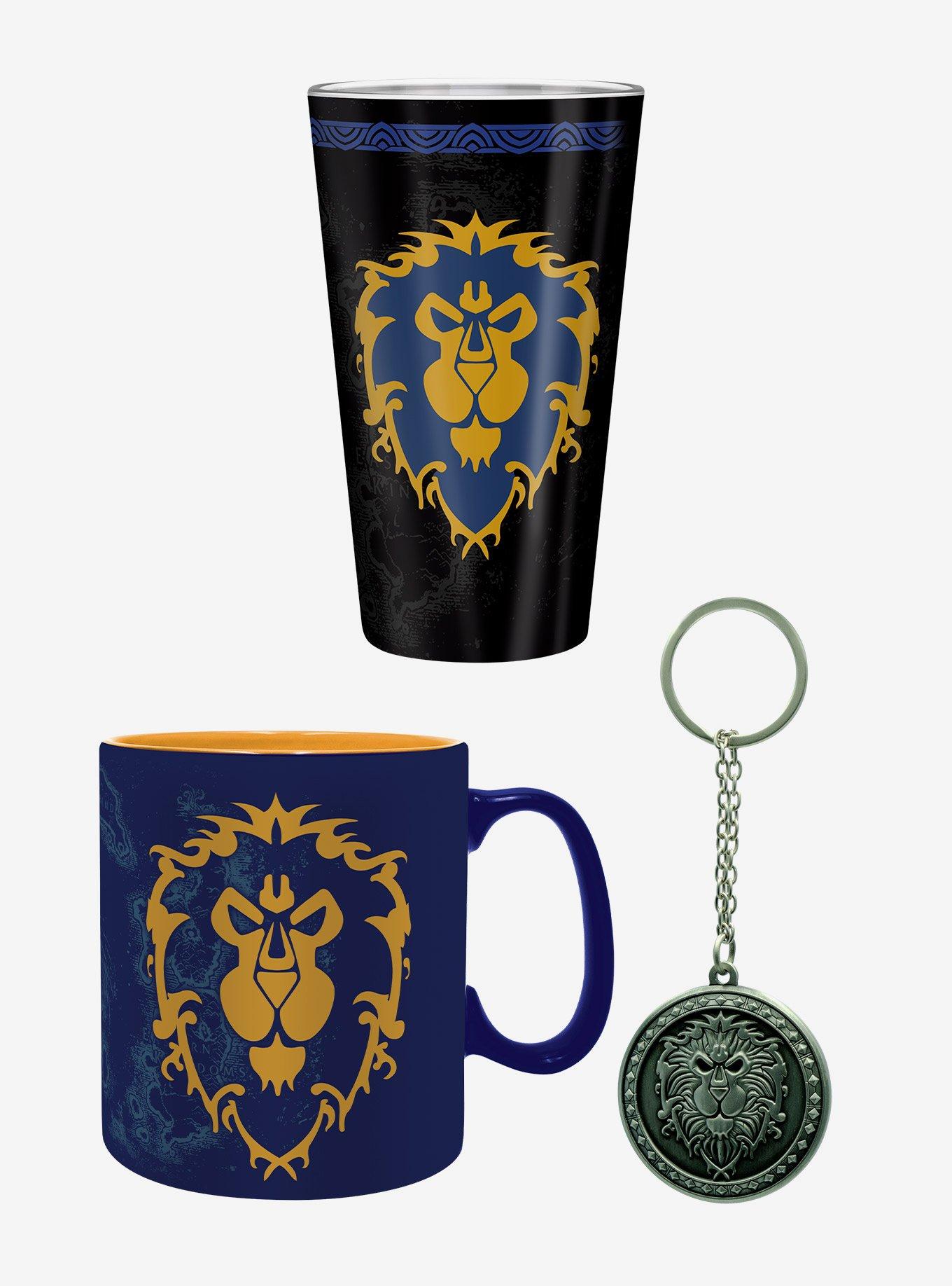 World of Warcraft Alliance Glass Cup Mug & Keychain Bundle, , hi-res