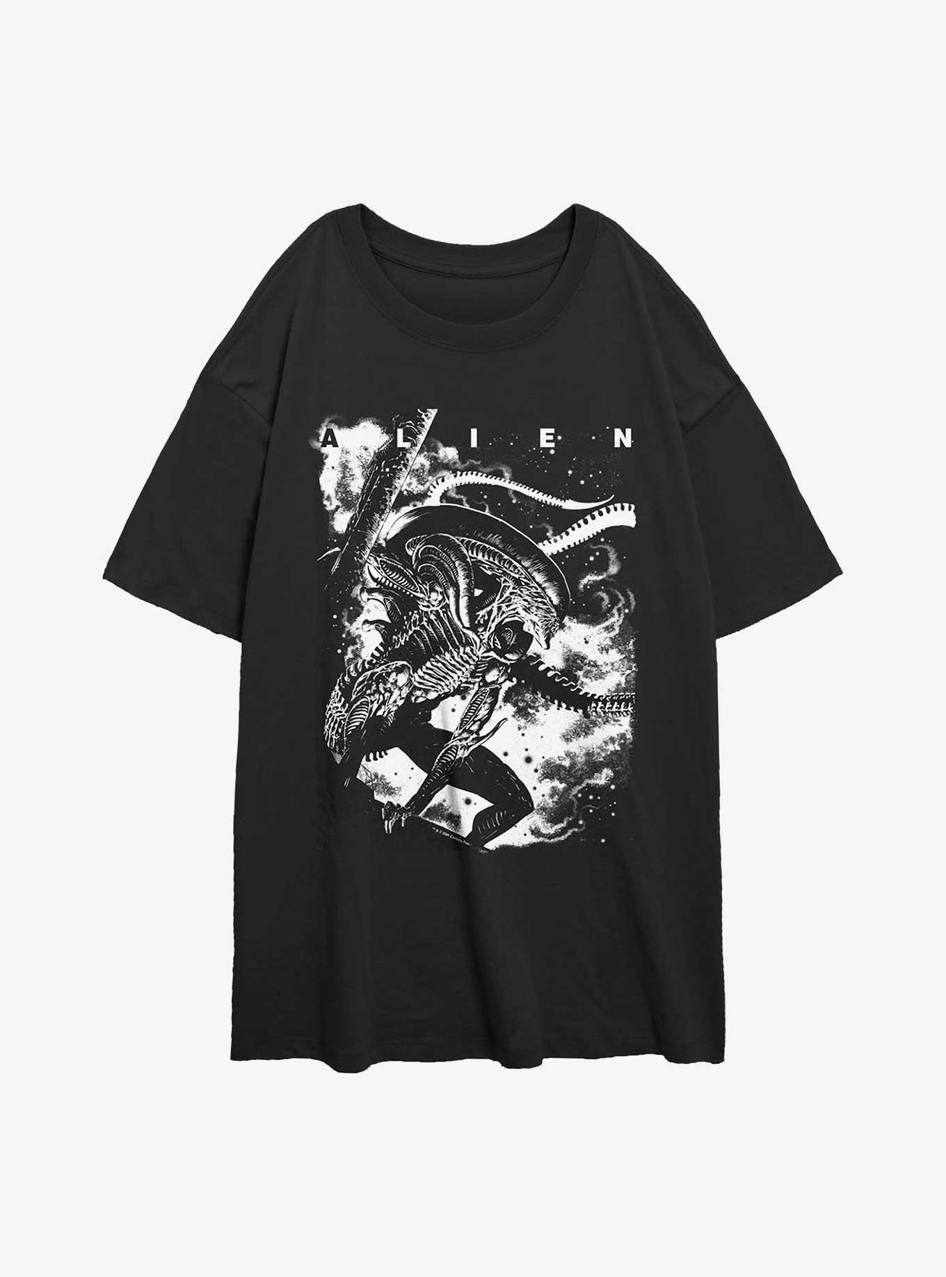 Alien Xenomorph Poster Womens Oversized T-Shirt, BLACK, hi-res