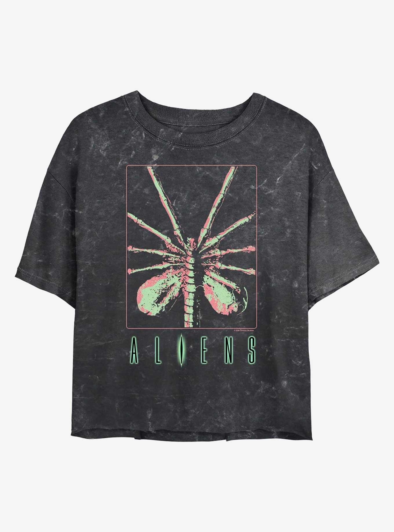 Alien Facehugger Poster Womens Mineral Wash Crop T-Shirt, , hi-res