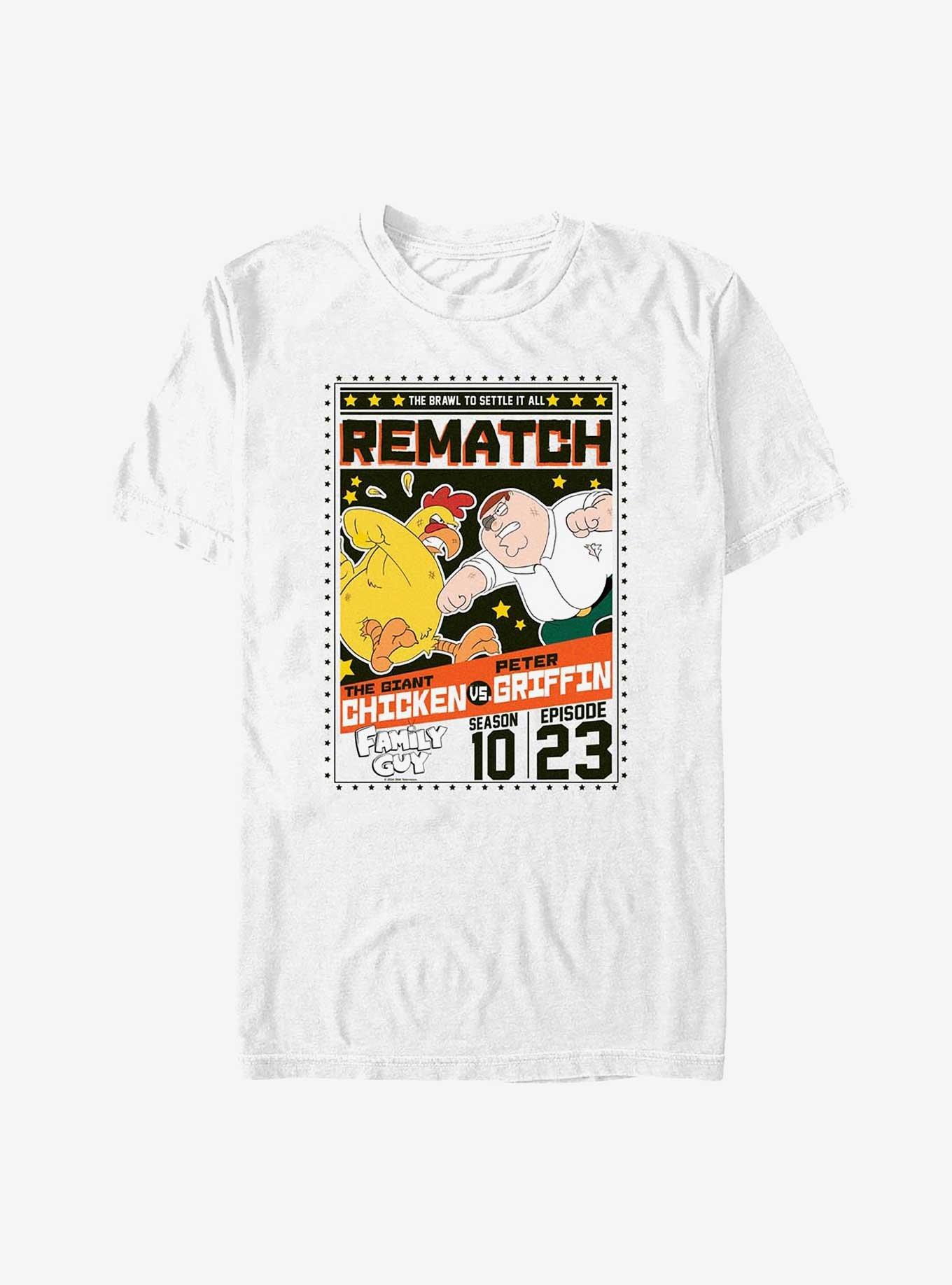 Family Guy Peter Vs Chicken Rematch Poster T-Shirt, WHITE, hi-res