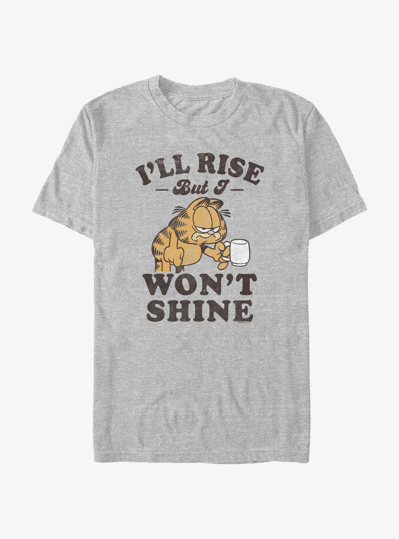 Garfield I'll Rise But I Won't Shine T-Shirt, ATH HTR, hi-res