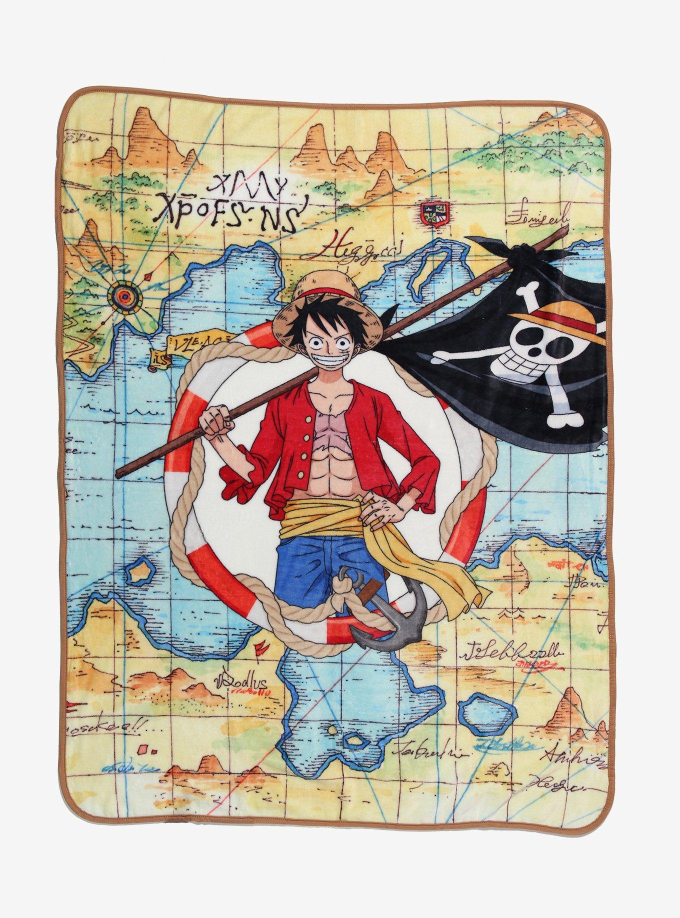 One Piece Luffy Map Throw Blanket, , hi-res