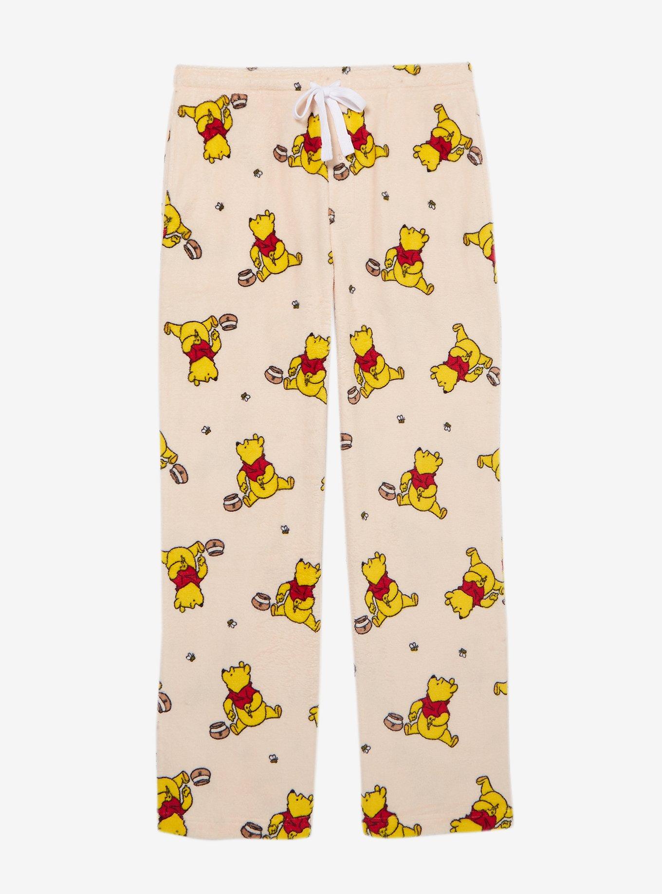 Disney Winnie the Pooh Hunny Pot Pooh Bear Allover Print Plush Sleep Pants — BoxLunch Exclusive, , hi-res