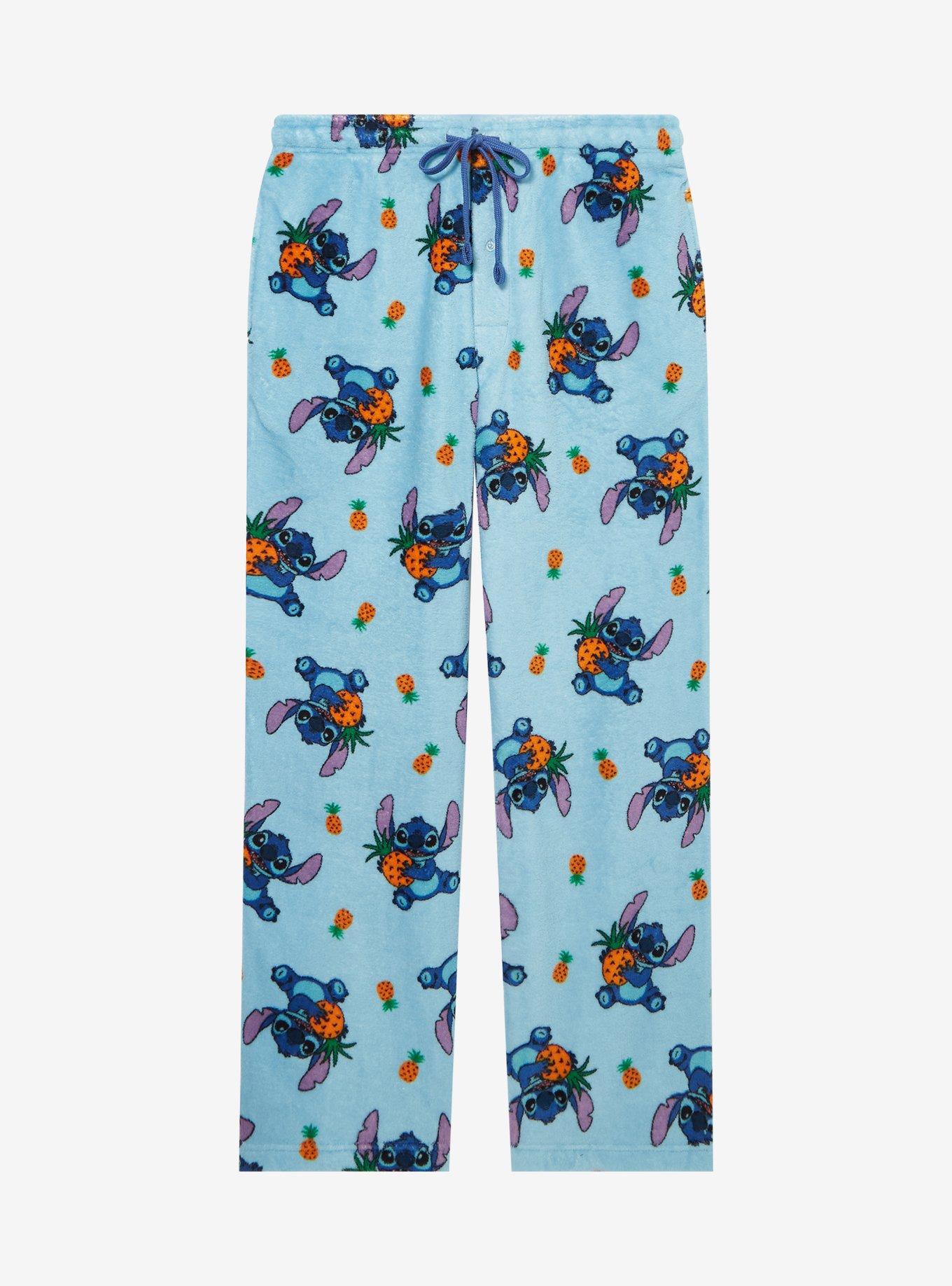 Disney Lilo & Stitch Pineapple Stitch Allover Print Plush Sleep Pants — BoxLunch Exclusive, LIGHT BLUE, hi-res