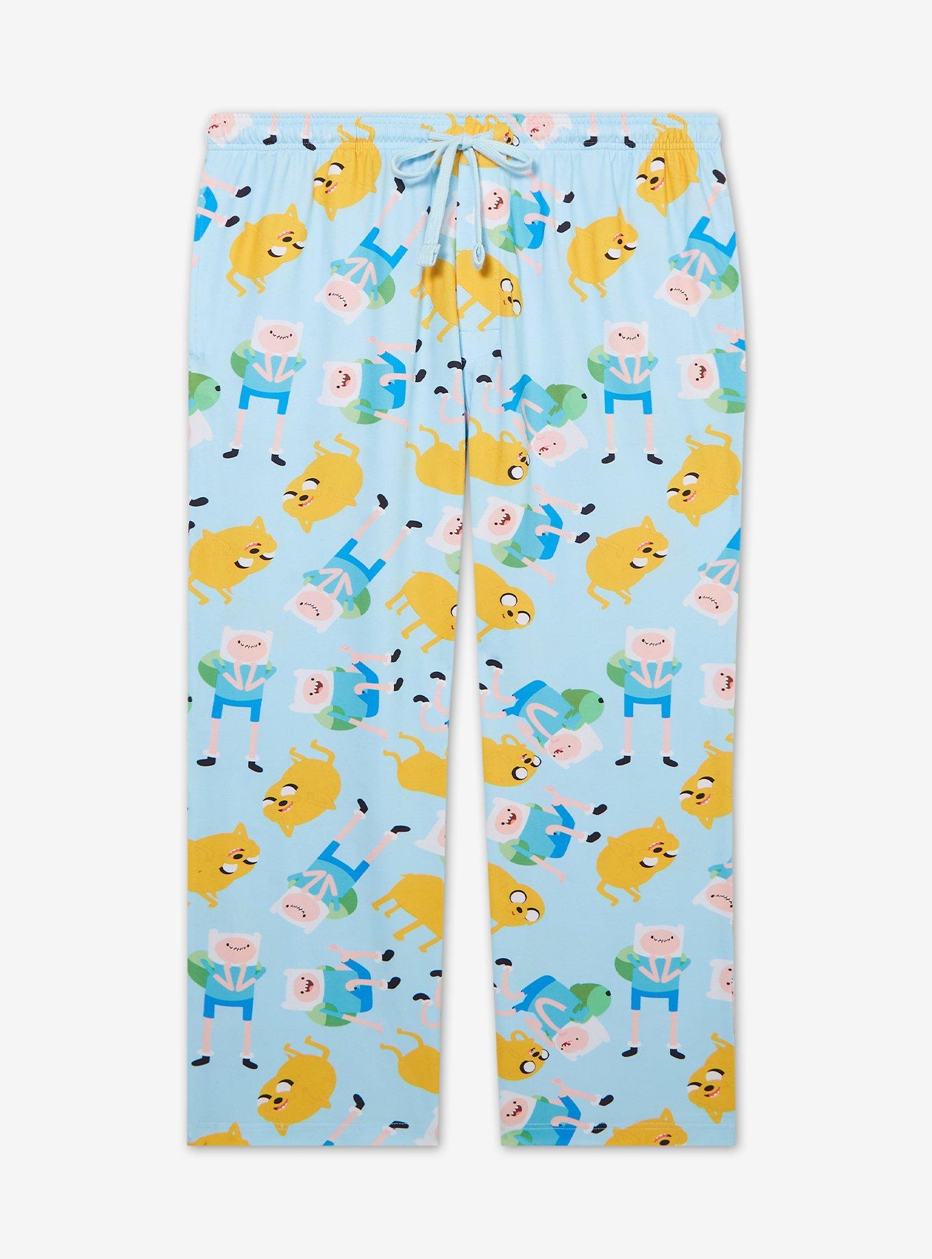 Adventure Time Finn & Jake Allover Print Women's Plus Size Sleep Pants - BoxLunch Exclusive, LIGHT BLUE, hi-res