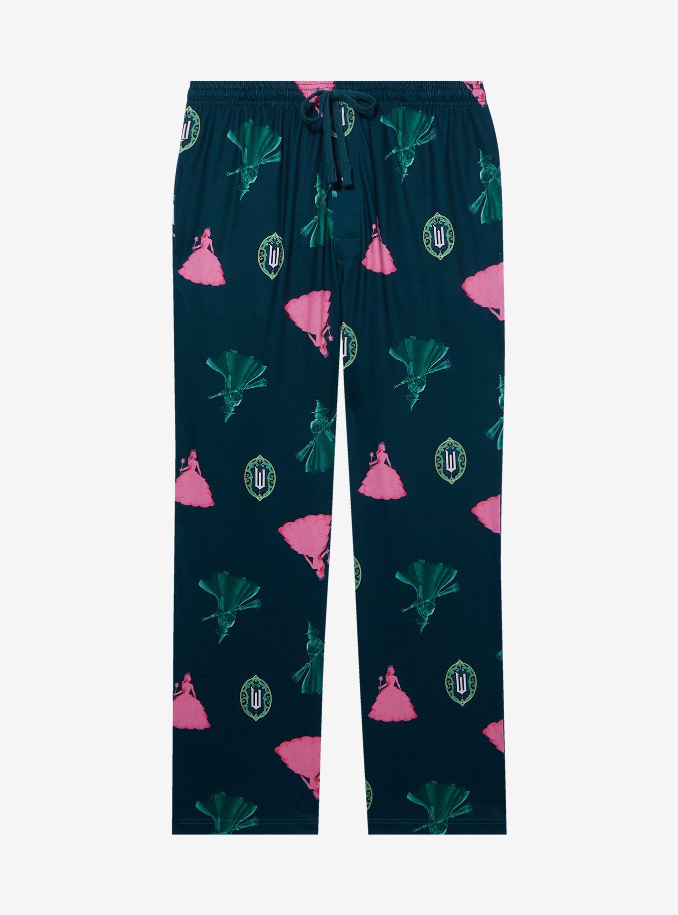 Wicked Glinda & Elphaba Allover Print Sleep Pants - BoxLunch Exclusive, FOREST GREEN, hi-res