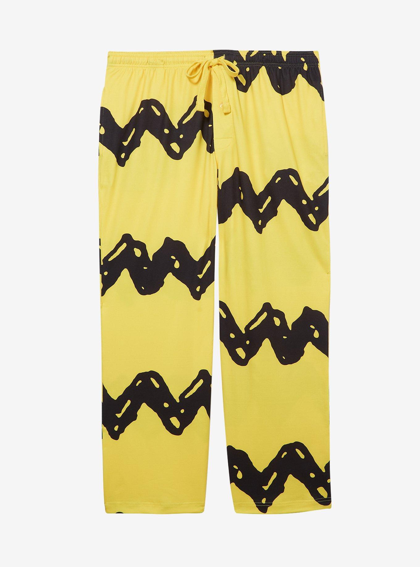 Peanuts Charlie Brown Stripes Women's Plus Size Sleep Pants &mdash; BoxLunch Exclusive, BRIGHT YELLOW, hi-res