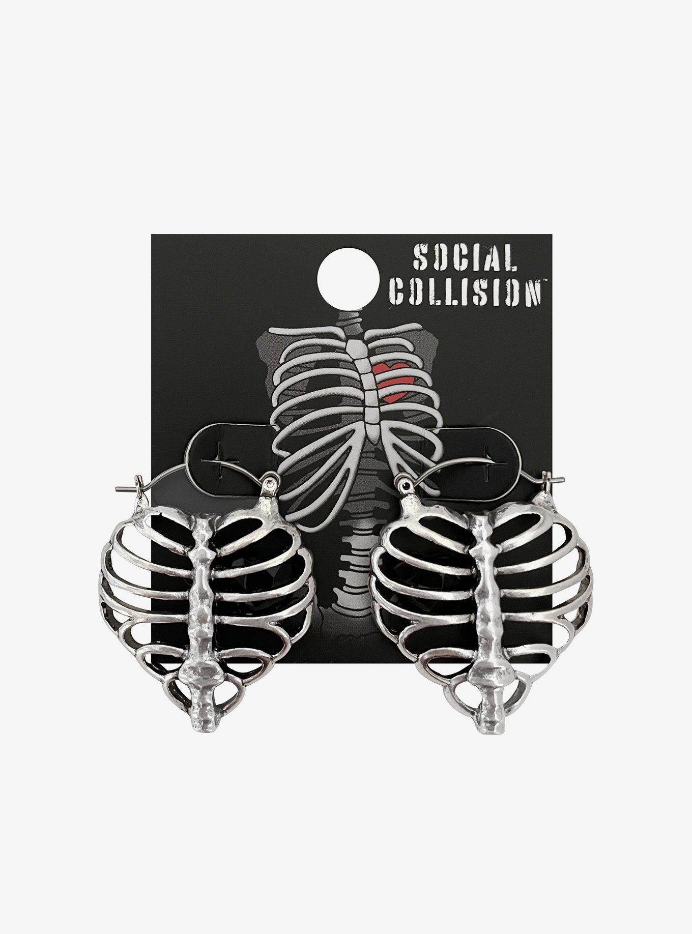 Social Collision Skeleton Rib Cage Drop Earrings