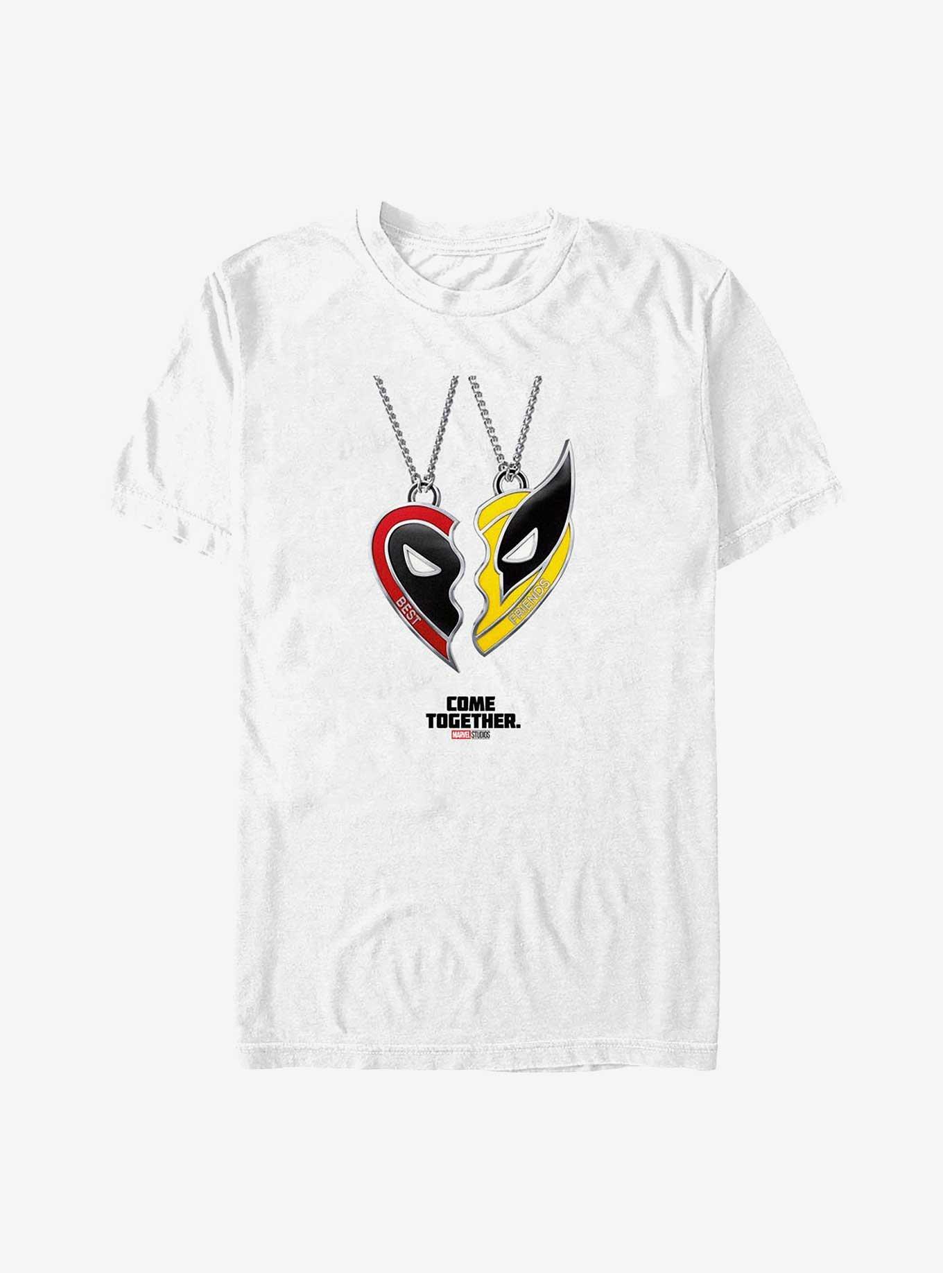 Marvel Deadpool & Wolverine Friendship Heart Necklace Big & Tall T-Shirt, WHITE, hi-res