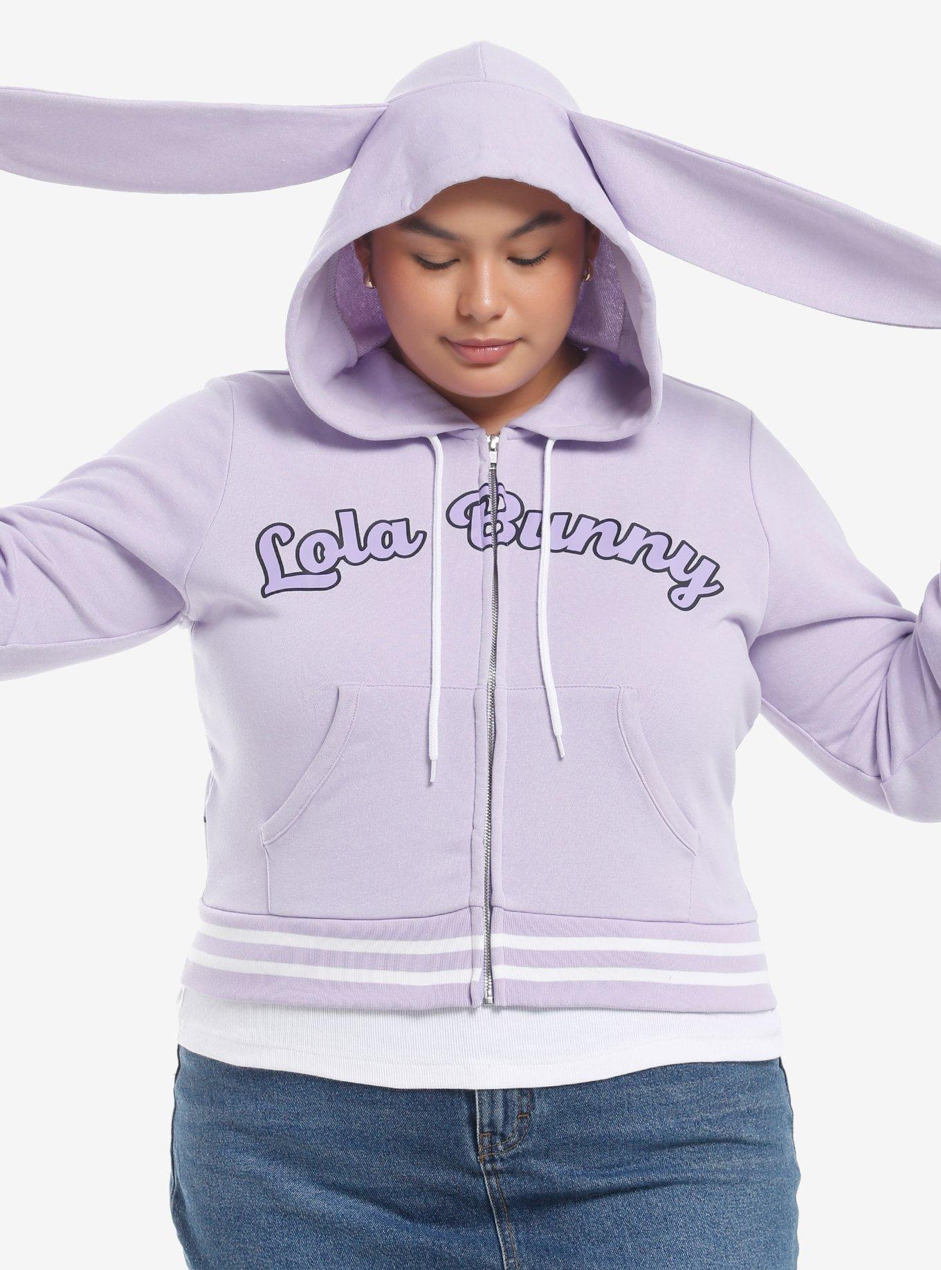 Looney Tunes Lola Bunny 3D Ears Crop Hoodie Plus Size, MULTI, hi-res