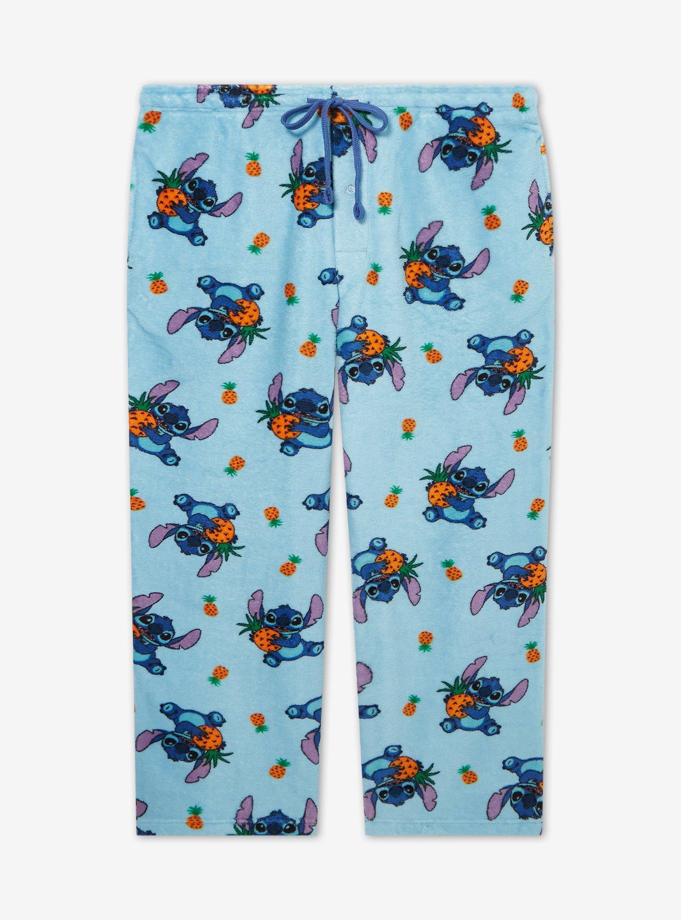 Disney Lilo & Stitch Pineapple Stitch Allover Print Women's Plus Size Plush Sleep Pants - BoxLunch Exclusive, , hi-res