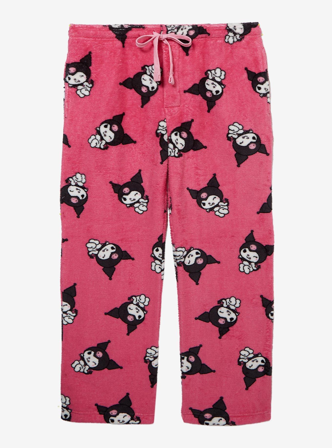 Sanrio Kuromi Allover Print Women's Plus Size Plush Sleep Pants — BoxLunch Exclusive, HOT PINK, hi-res