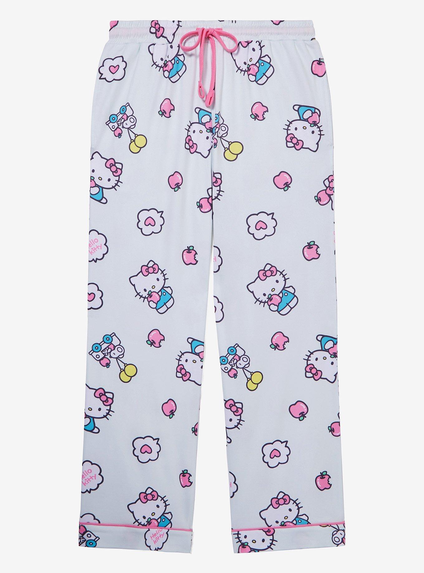 Sanrio Hello Kitty Apples Allover Print Women's Sleep Pants - BoxLunch Exclusive, LIGHT GRAY, hi-res