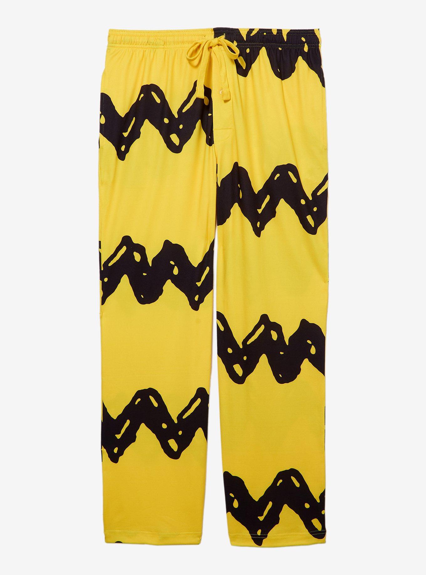 Peanuts Charlie Brown Stripe Allover Print Sleep Pants &mdash; BoxLunch Exclusive, BRIGHT YELLOW, hi-res