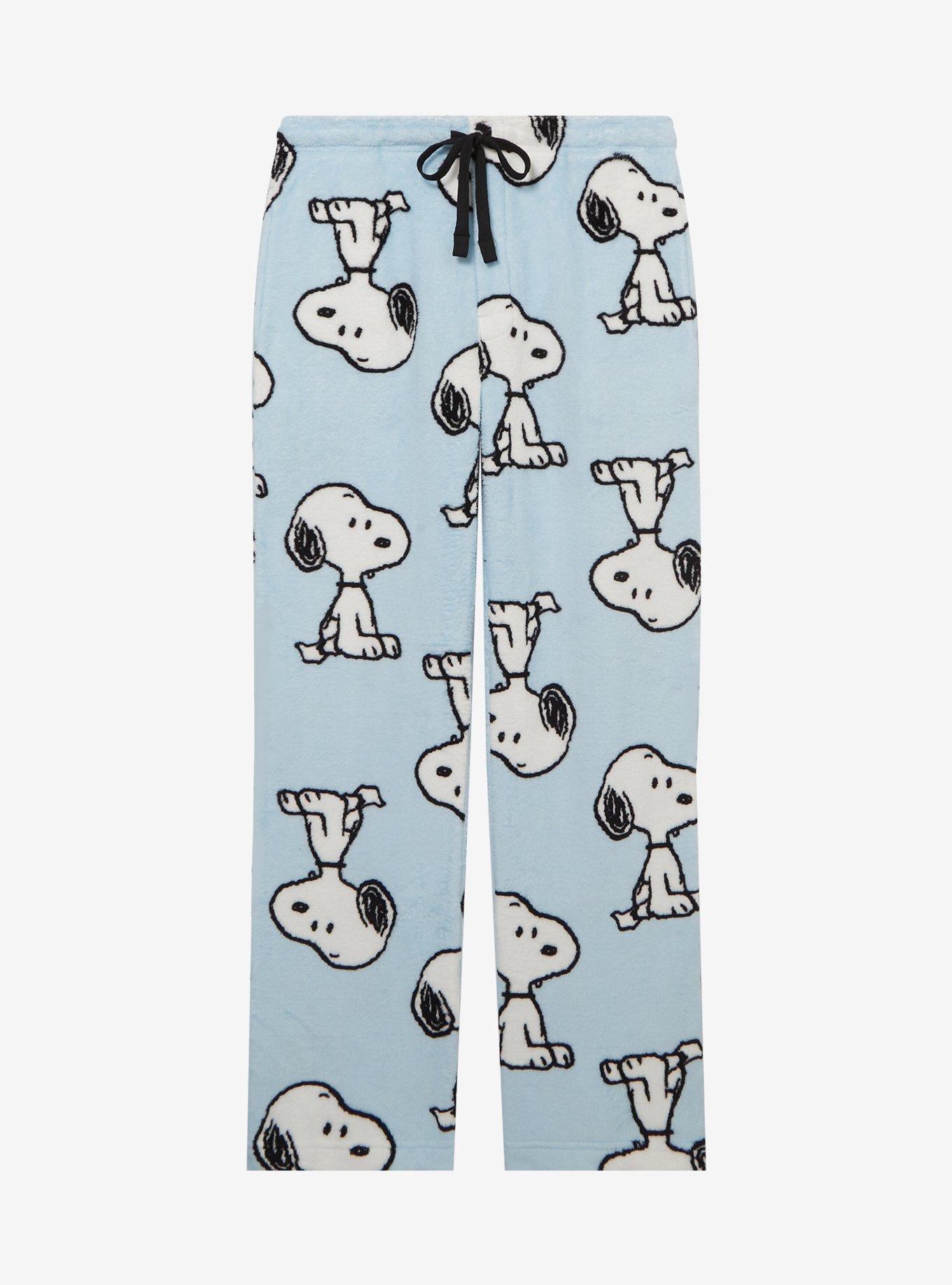 Peanuts Snoopy Allover Print Plush Sleep Pants — BoxLunch Exclusive, BLUE, hi-res