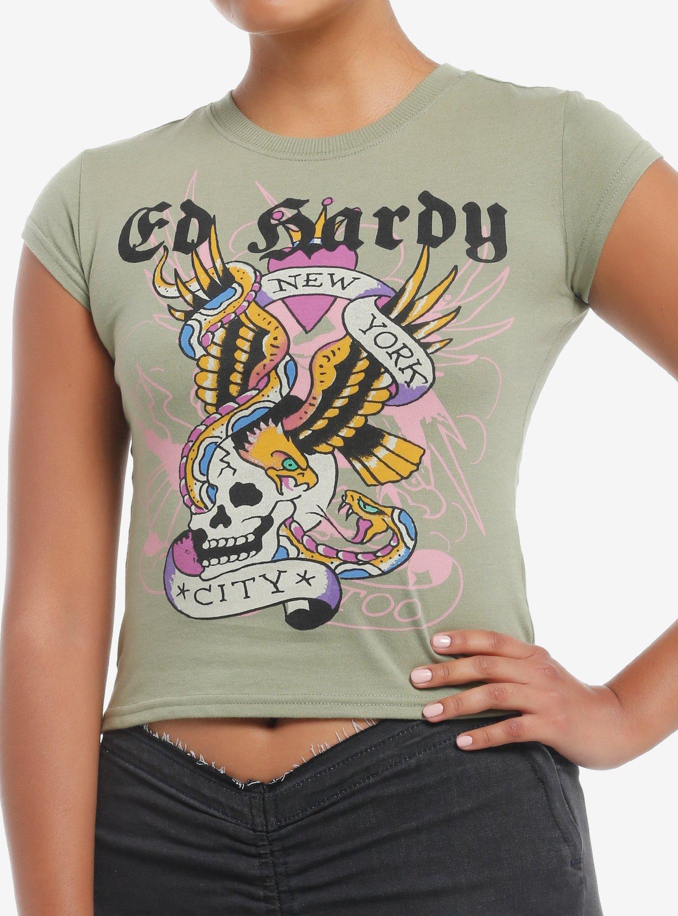 Ed Hardy New York City Girls Crop T-Shirt, PINK, hi-res