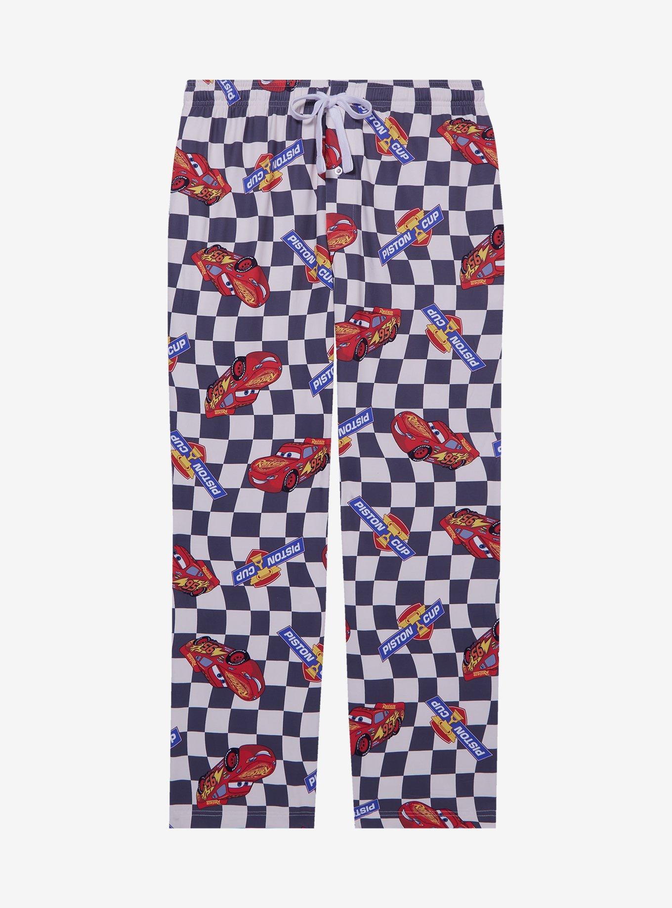 Disney Pixar Cars Lightning McQueen Checkered Allover Print Sleep Pants — BoxLunch Exclusive, , hi-res