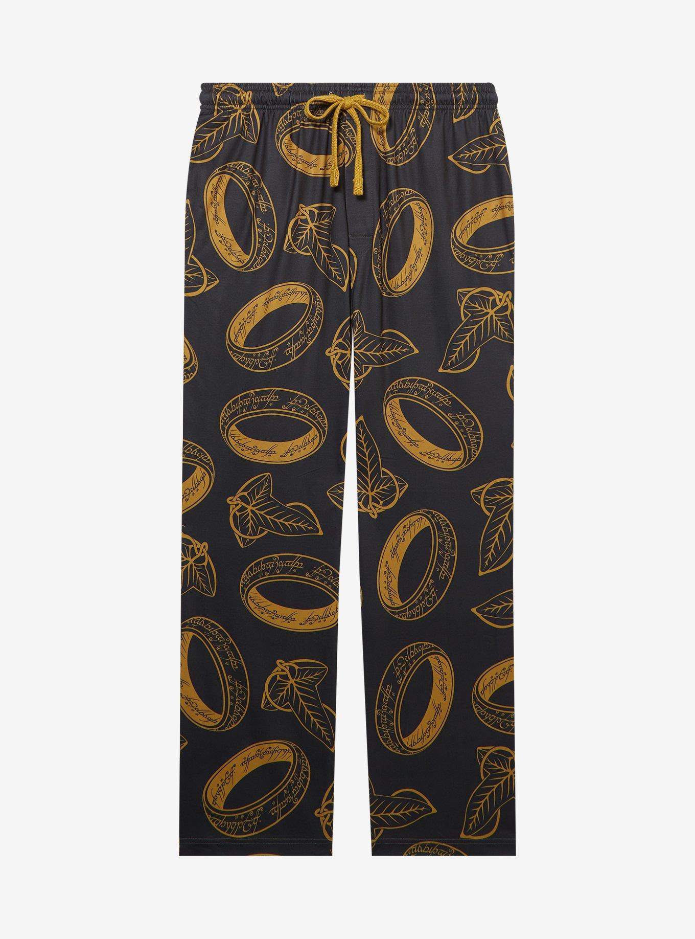 The Lord of the Rings One Ring & Leaves of Lórien Allover Print Sleep Pants — BoxLunch Exclusive, , hi-res