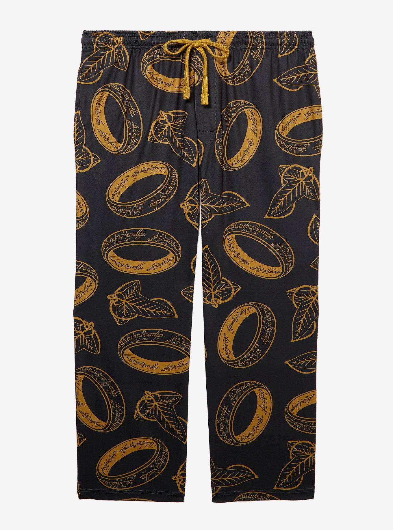 The Lord of the Rings One Ring & Leaves of Lórien Allover Print Women's Plus Size Sleep Pants - BoxLunch Exclusive, , hi-res