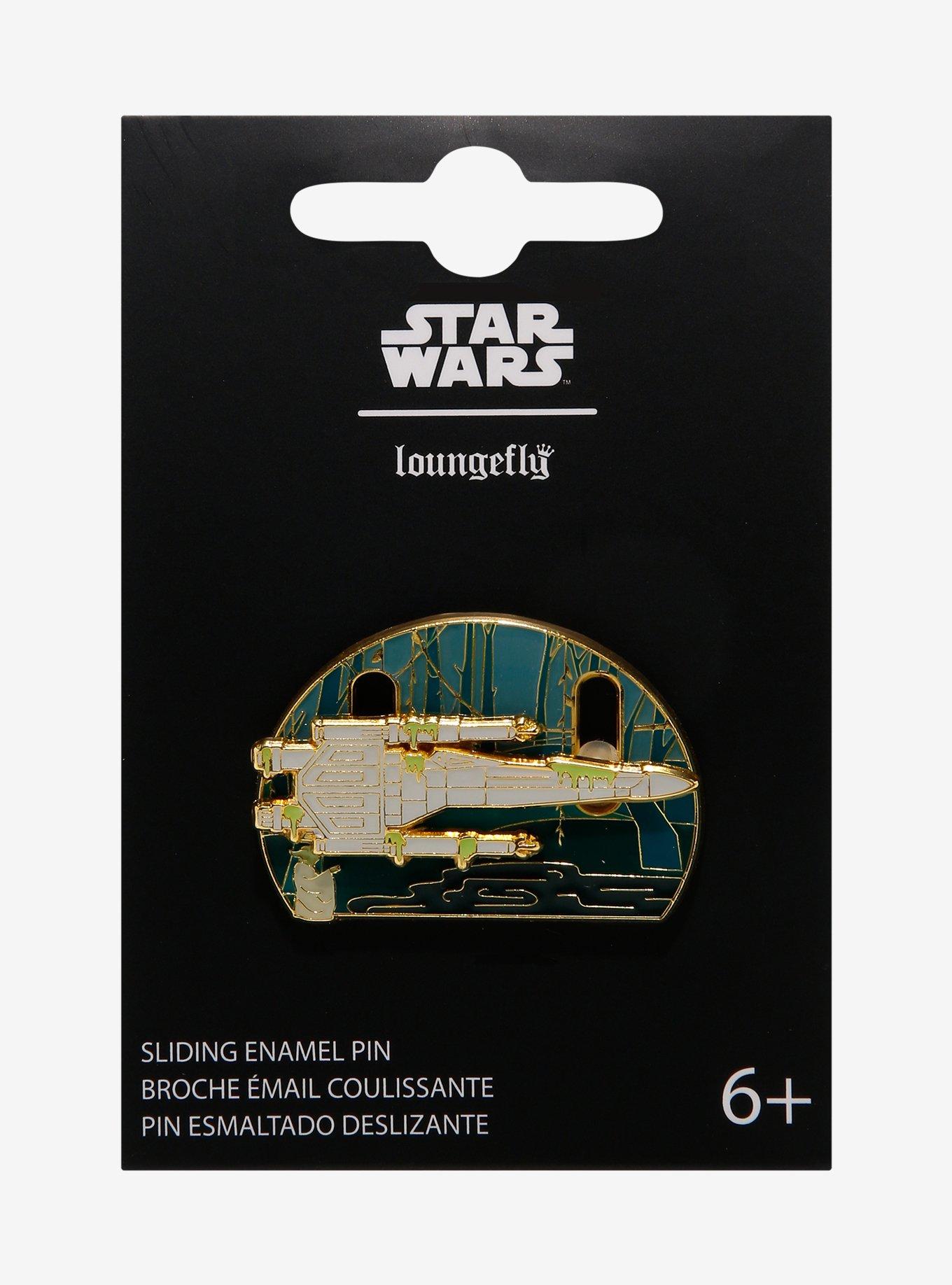 Loungefly Star Wars Yoda & X-Wing Sliding Enamel Pin - BoxLunch Exclusive, , hi-res