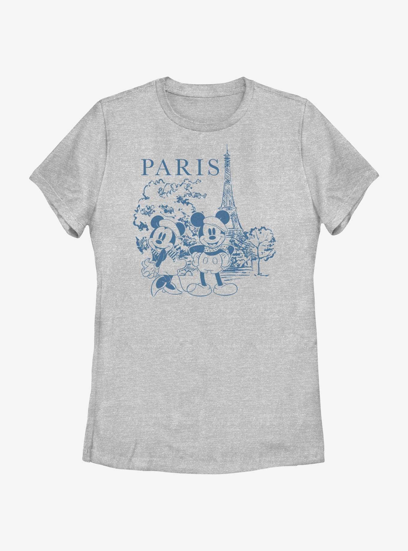 Disney Mickey Mouse & Minnie Mouse Drawing Paris Womens T-Shirt, ATH HTR, hi-res