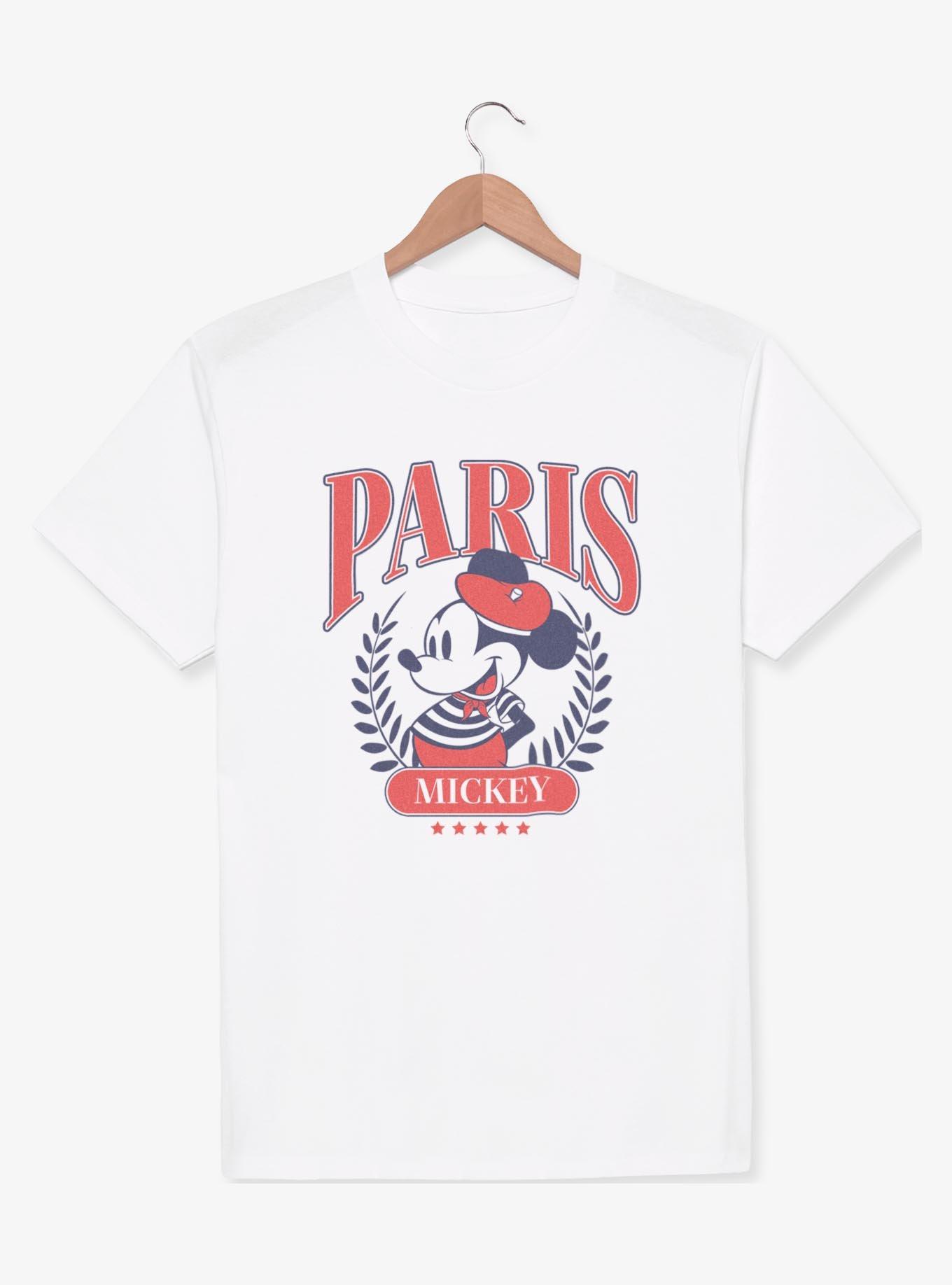 Disney Mickey Mouse Paris Collegiate Crest Style T-Shirt - WHITE