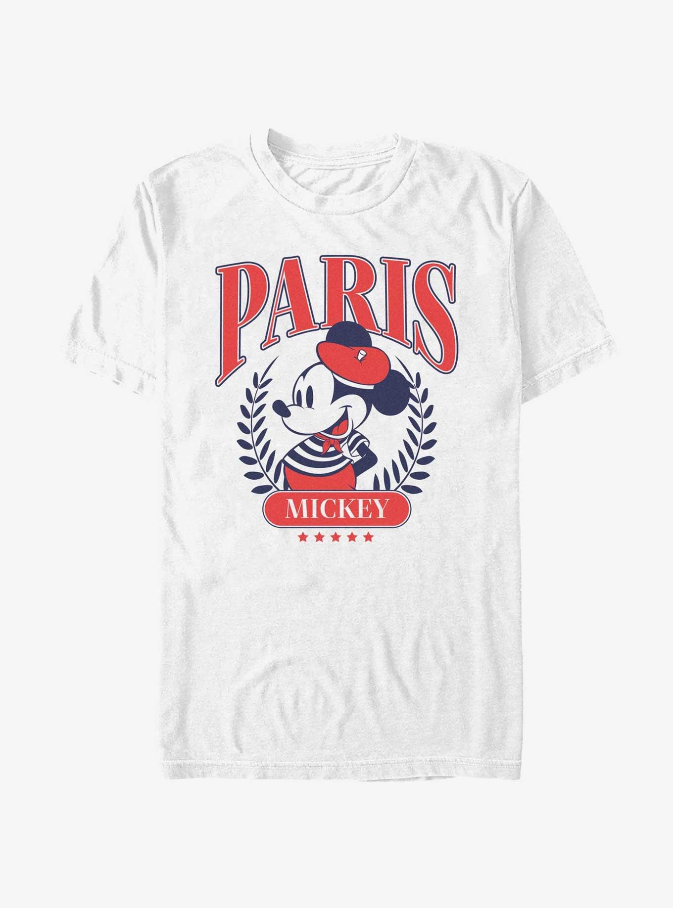 Disney Mickey Mouse Paris Collegiate Crest Style T-Shirt, WHITE, hi-res