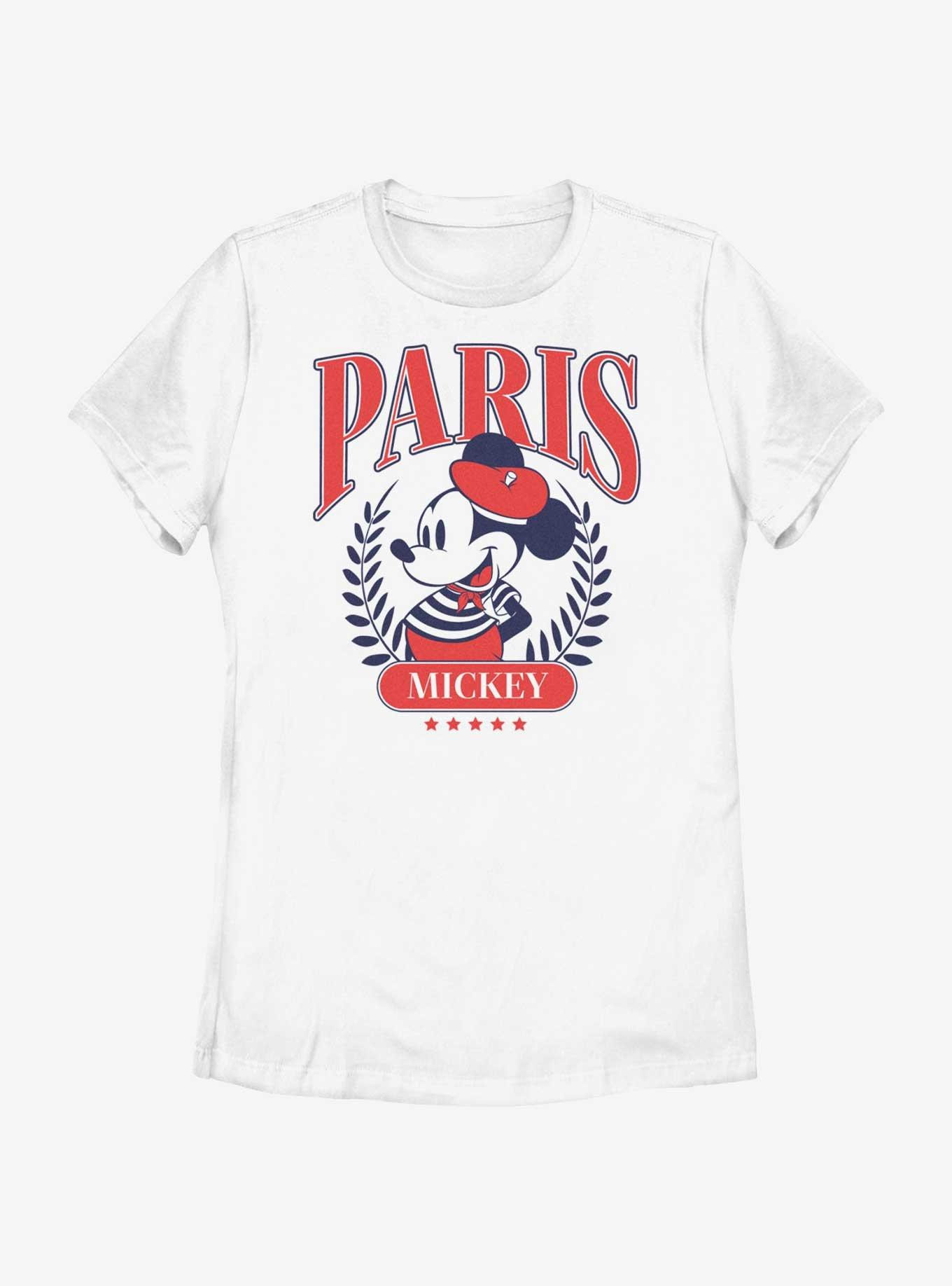 Disney Mickey Mouse Paris Collegiate Crest Style Womens T-Shirt, WHITE, hi-res