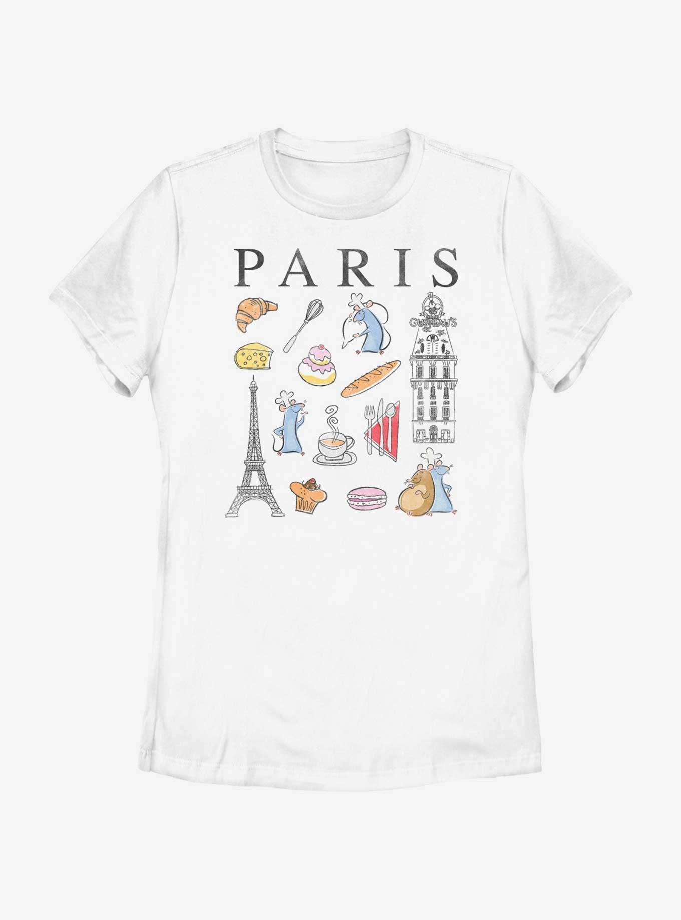 Disney Pixar Ratatouille Paris Icons Womens T-Shirt, WHITE, hi-res