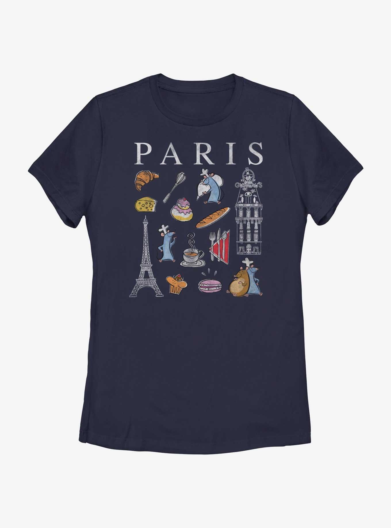 Disney Pixar Ratatouille Paris Icons Grid Womens T-Shirt, NAVY, hi-res