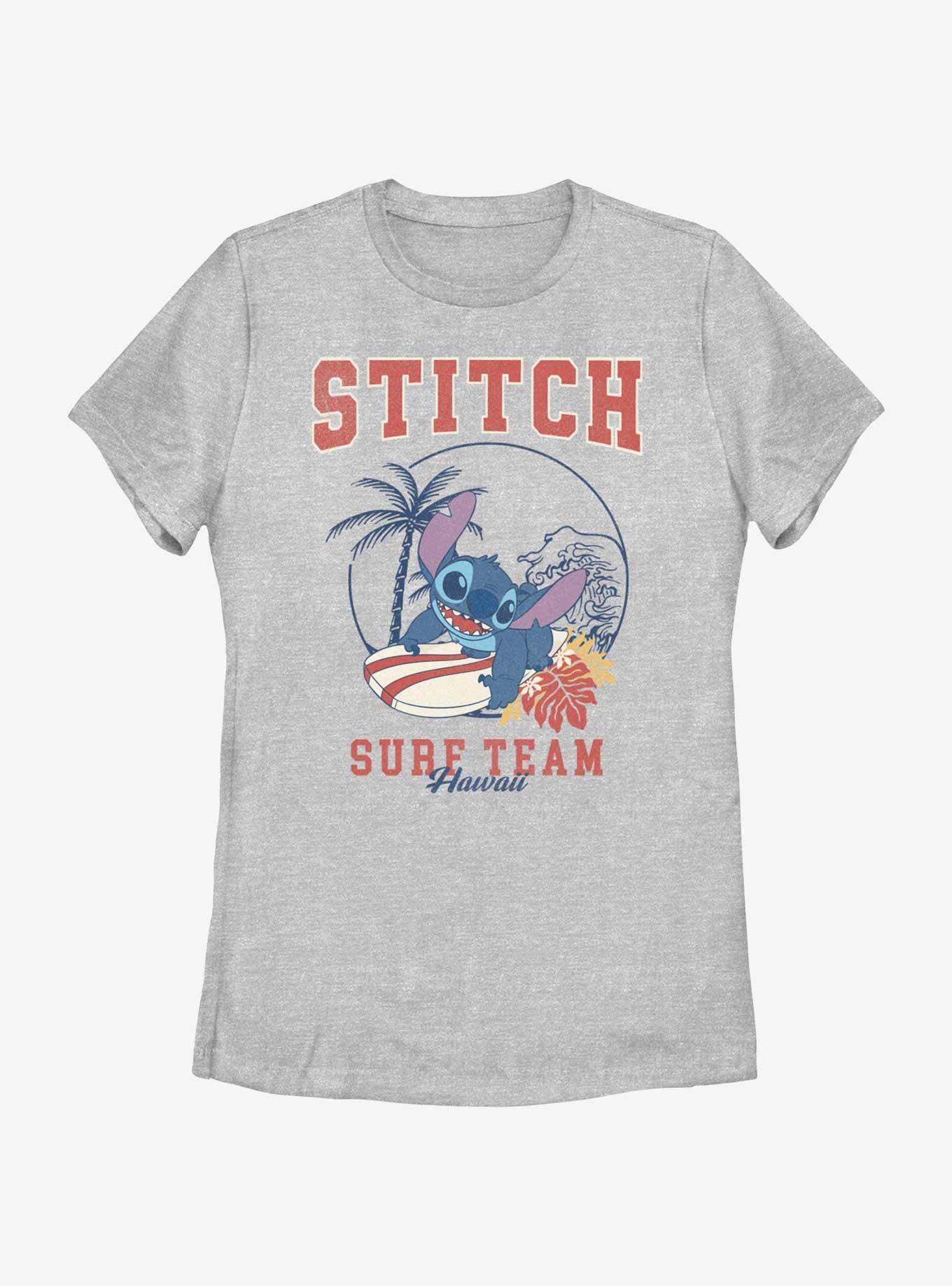 Disney Lilo & Stitch Stitch Surf Team Hawaii Womens T-Shirt, ATH HTR, hi-res