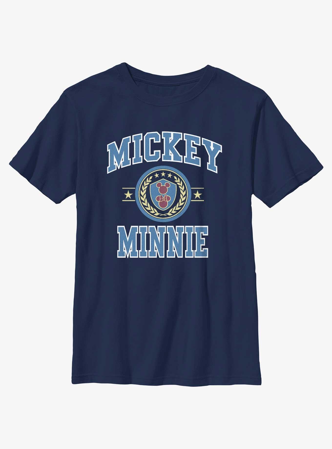 Disney Mickey Mouse & Minnie Mouse Collegiate Style Youth T-Shirt, NAVY, hi-res