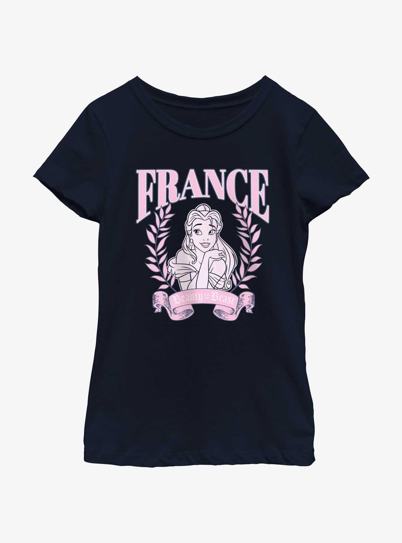 Disney Beauty and the Beast France Belle Portrait Youth Girls T-Shirt, NAVY, hi-res