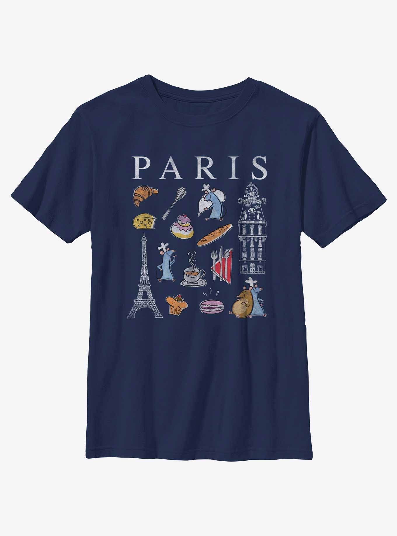 Disney Pixar Ratatouille Paris Icons Grid Youth T-Shirt, NAVY, hi-res