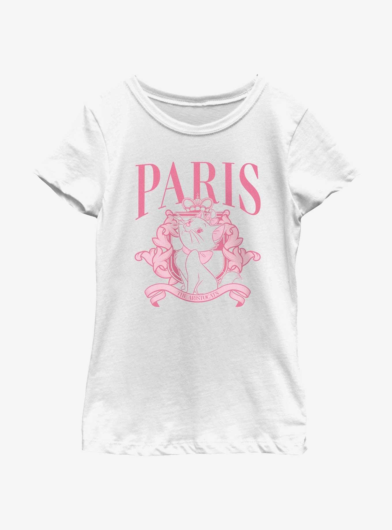 Disney The Aristocats Paris Marie Crest Youth Girls T-Shirt, WHITE, hi-res