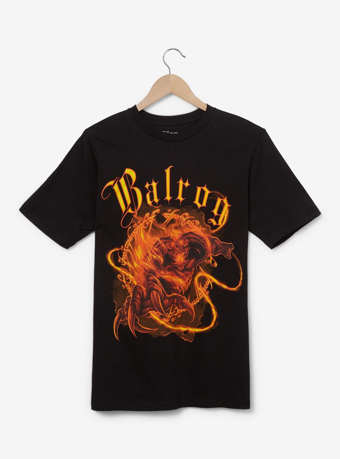 The Lord of the Rings Balrog Flaming T-Shirt &mdash; BoxLunch Exclusive, BLACK, hi-res
