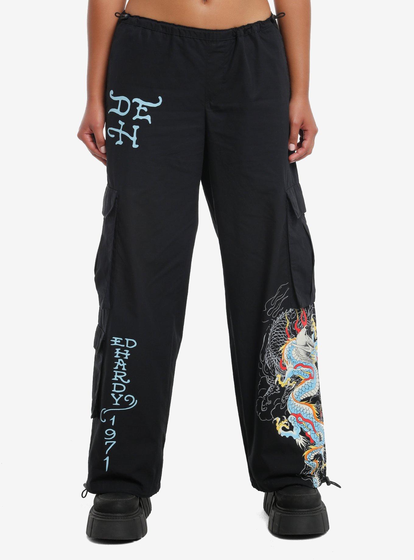 Ed Hardy Dragon Drawstring Girls Cargo Pants, BLUE, hi-res