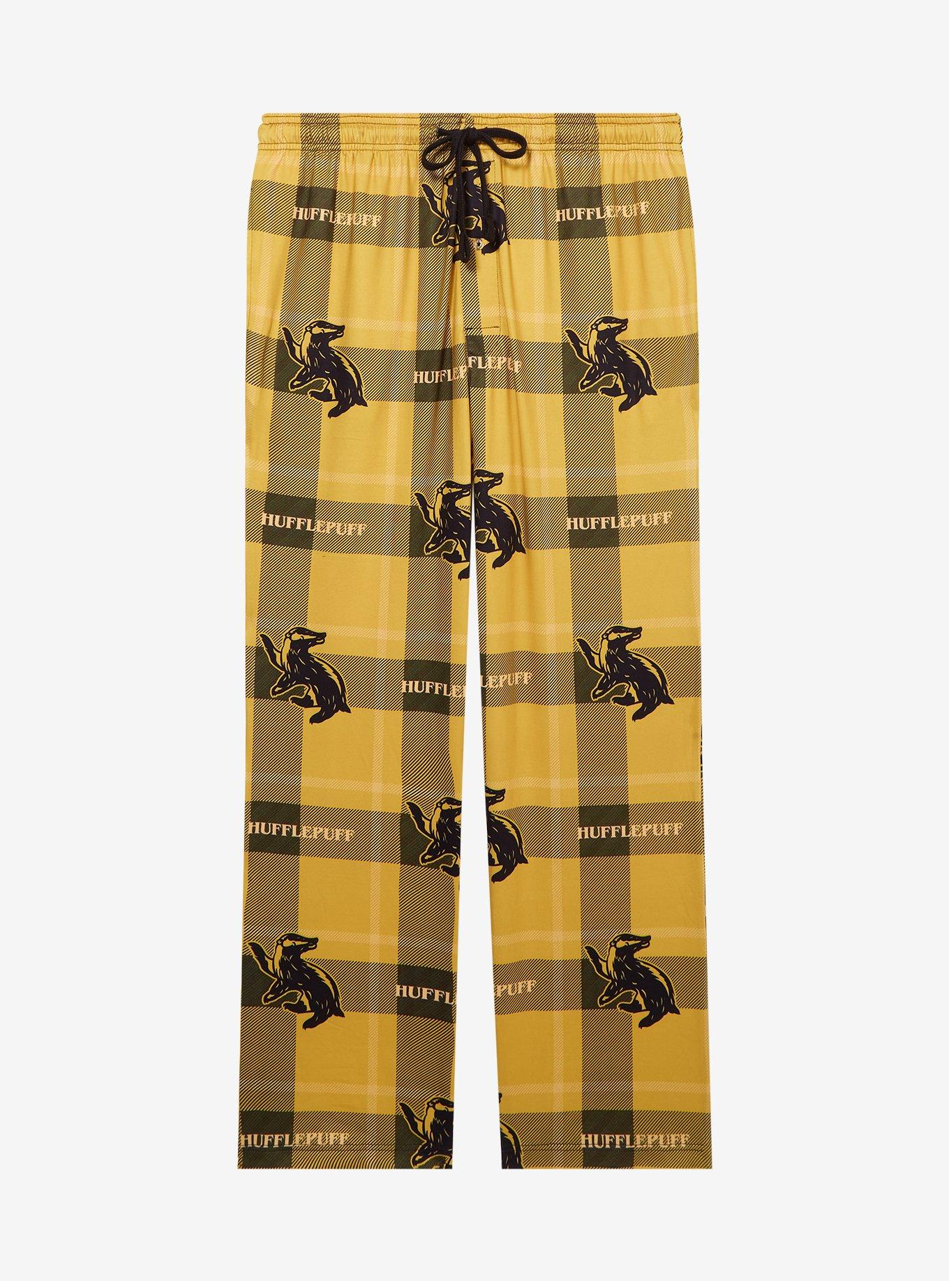 Harry Potter Hufflepuff Plaid Allover Print Sleep Pants — BoxLunch Exclusive, , hi-res