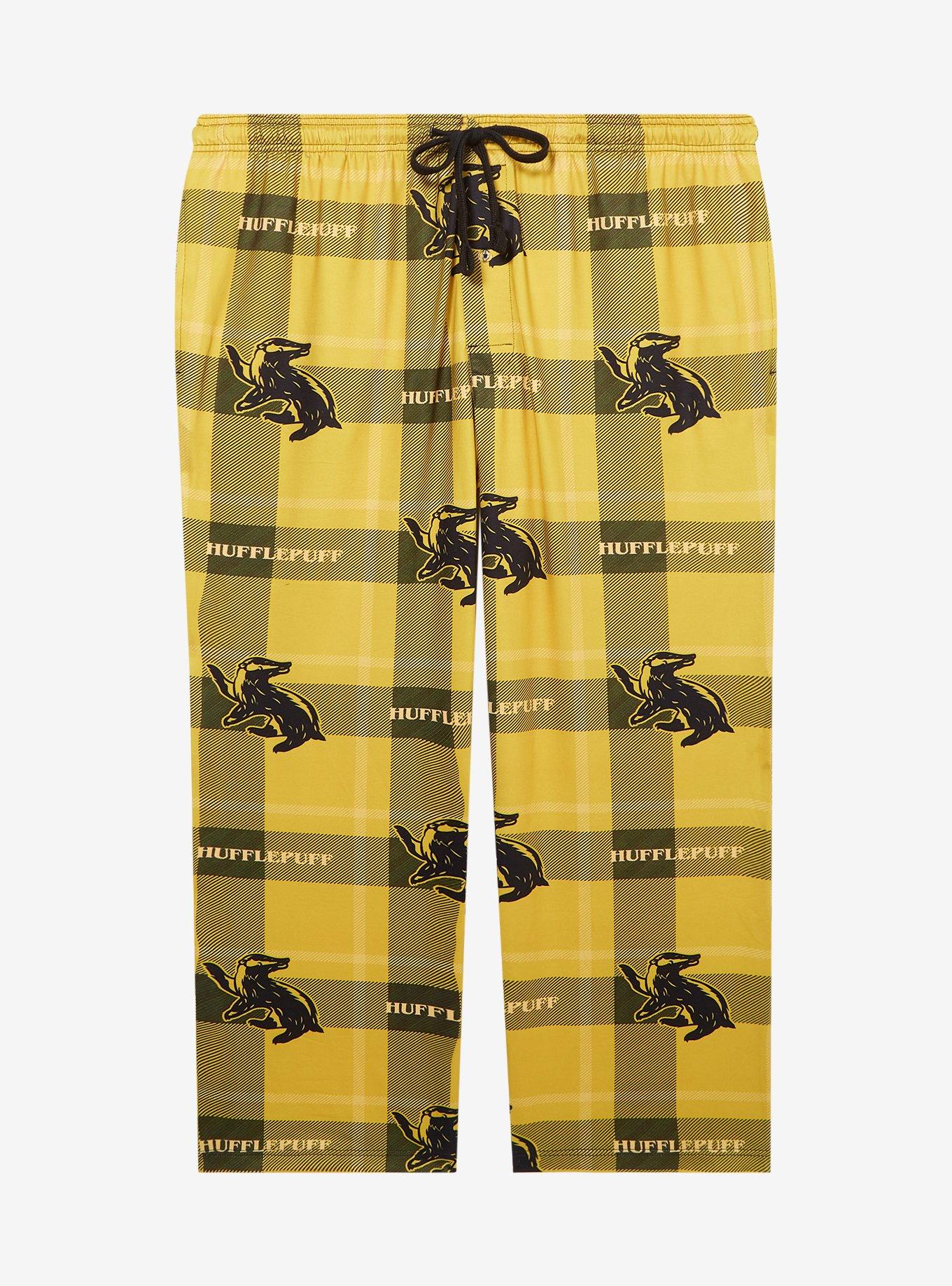 Harry Potter Hufflepuff Plaid Allover Print Women's Plus Size Sleep Pants - BoxLunch Exclusive, , hi-res