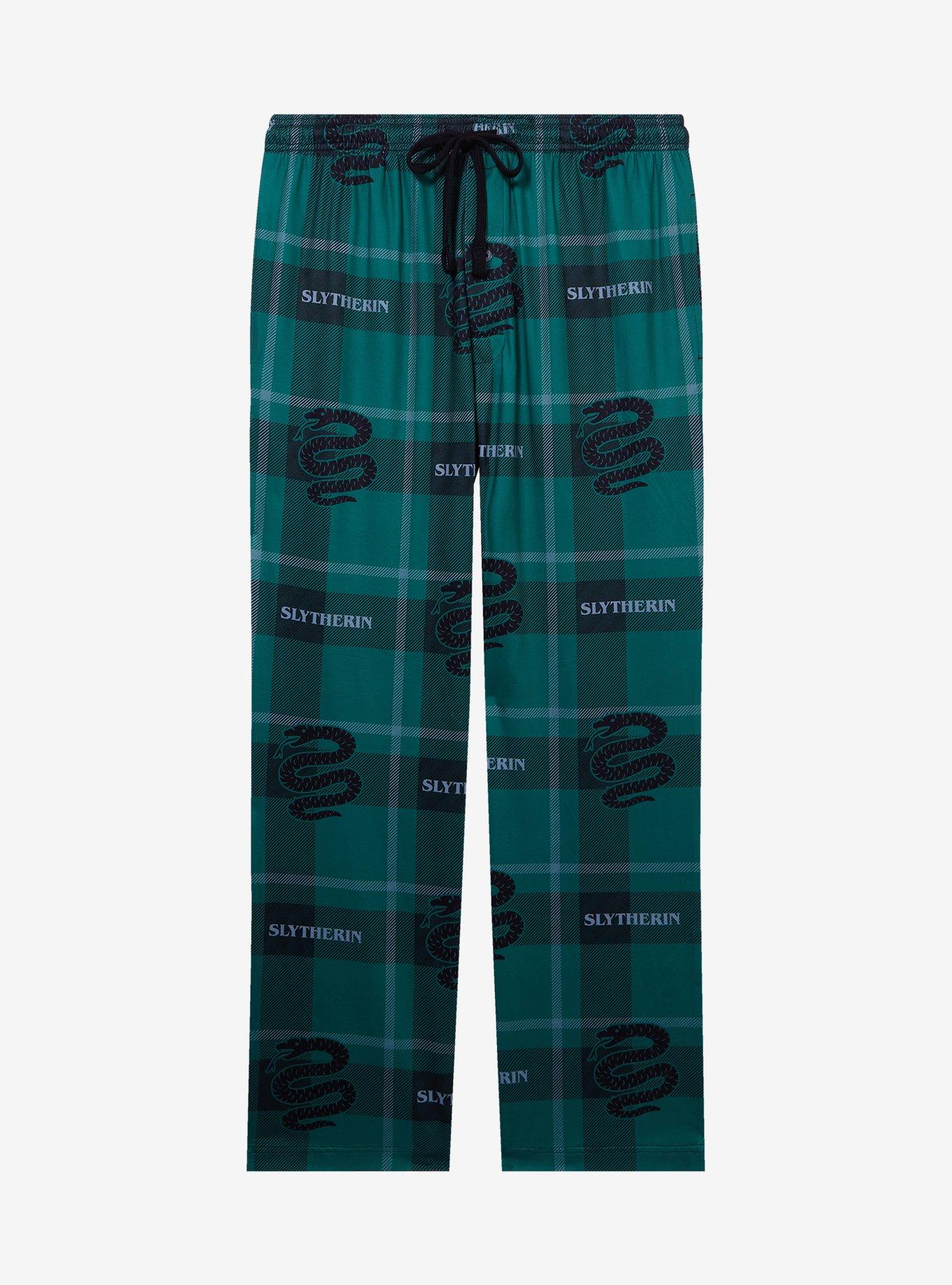 Harry Potter Slytherin Plaid Allover Print Sleep Pants &mdash; BoxLunch Exclusive, PLAID - GREEN, hi-res