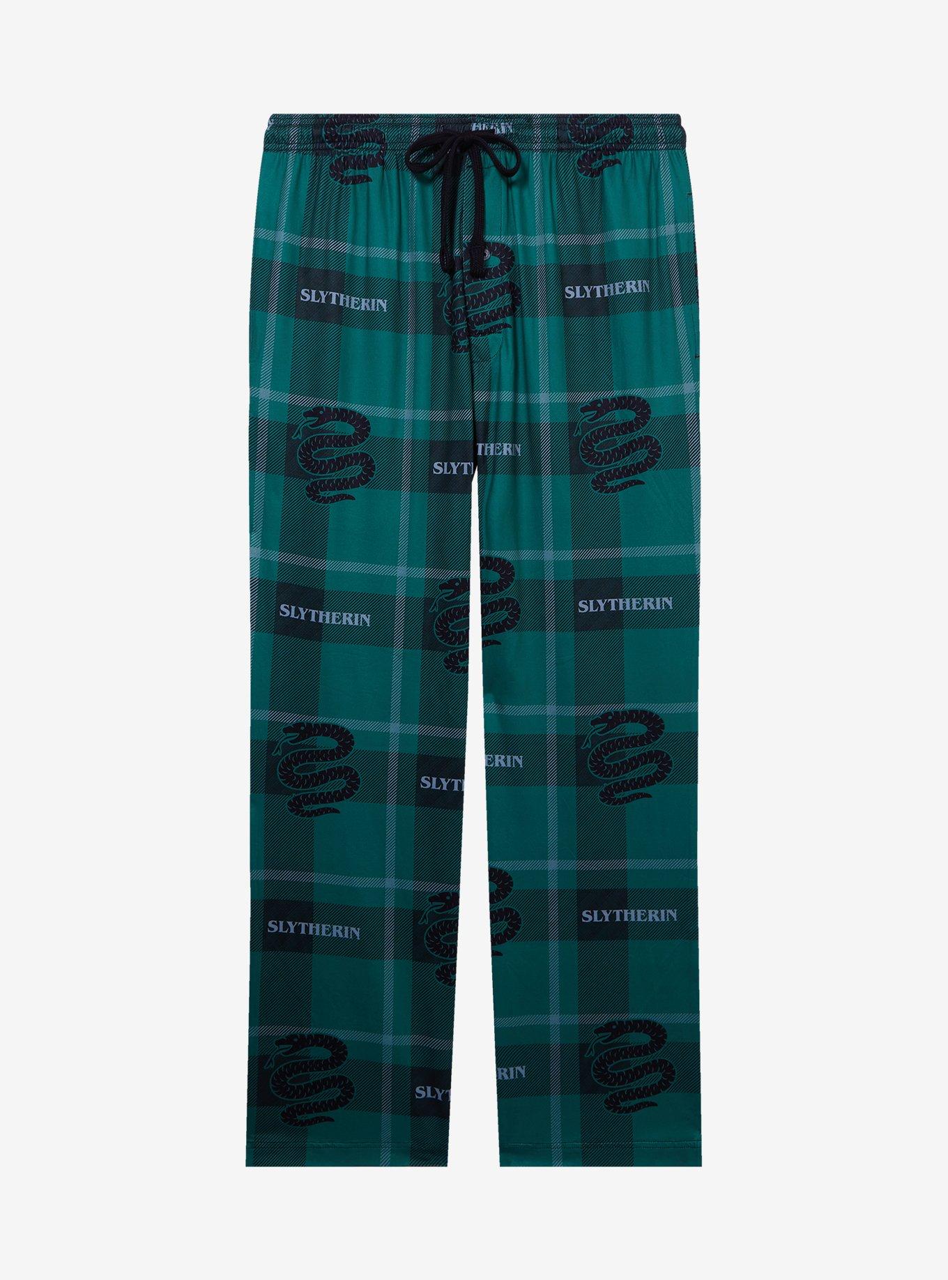 Harry Potter Slytherin Plaid Allover Print Sleep Pants — BoxLunch Exclusive, , hi-res