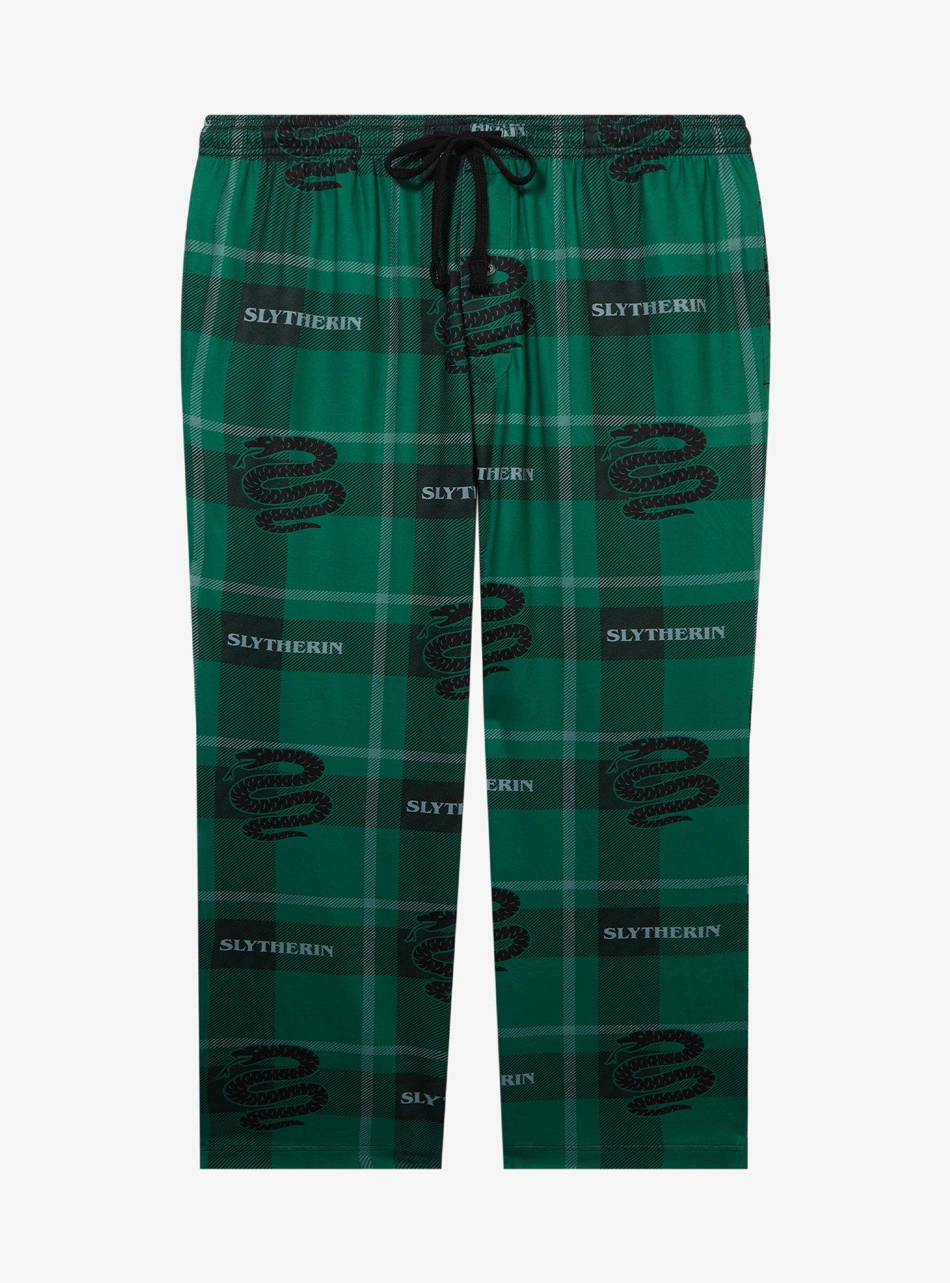 Harry Potter Slytherin Plaid Allover Print Women's Plus Size Sleep Pants - BoxLunch Exclusive, , hi-res