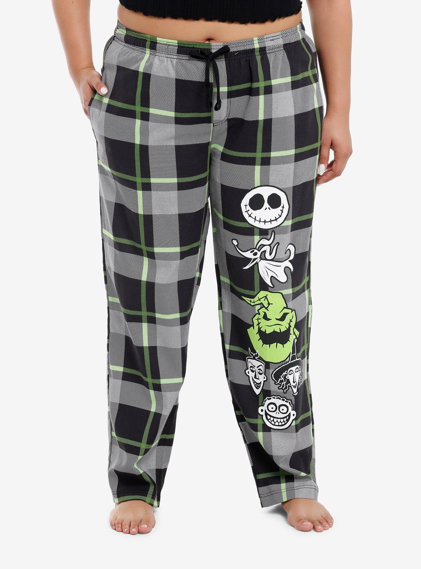 The Nightmare Before Christmas Characters Plaid Pajama Pants Plus Size, PURPLE, hi-res