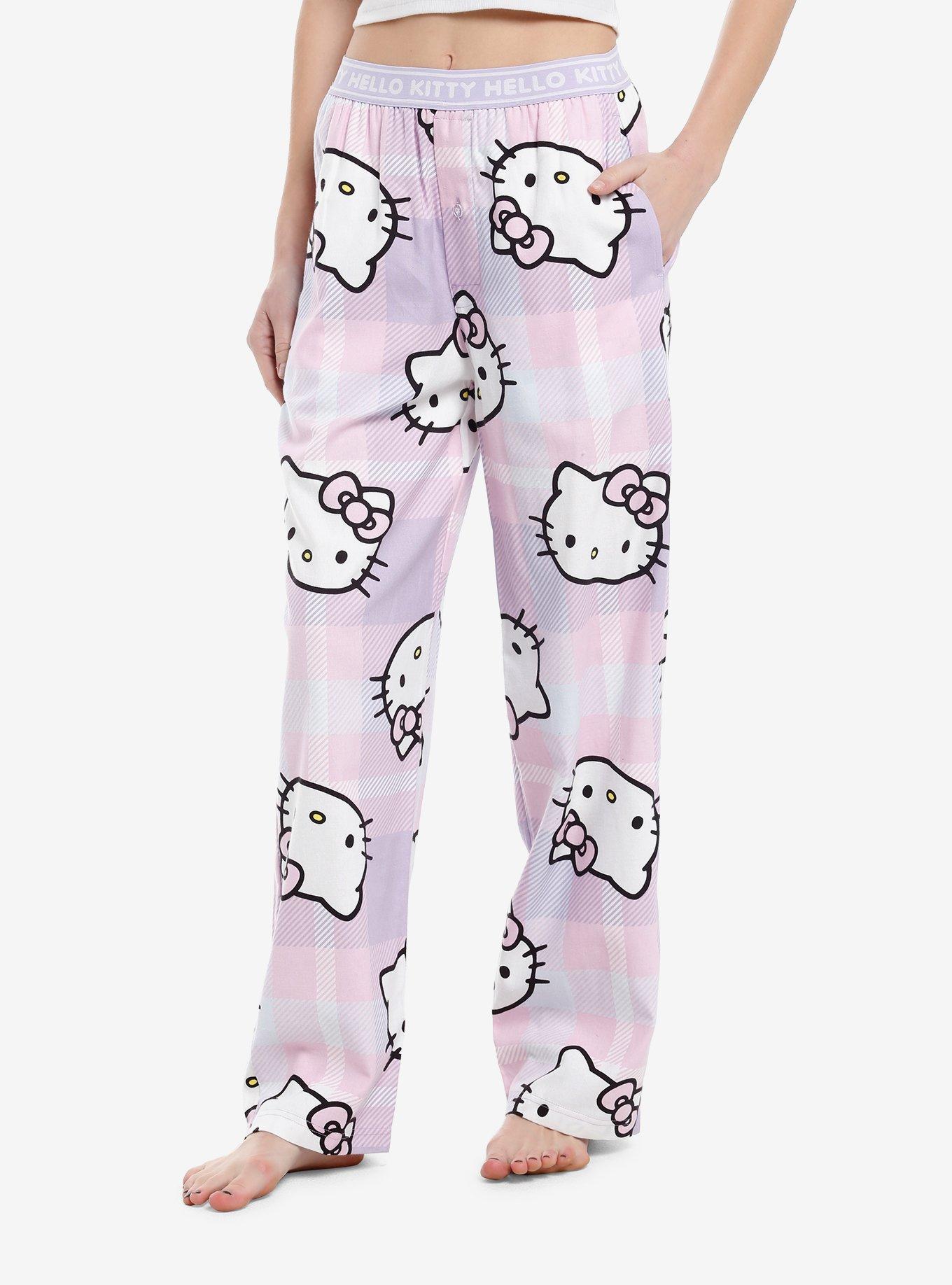 Hello Kitty Plaid Pajama Pants, LAVENDER, hi-res